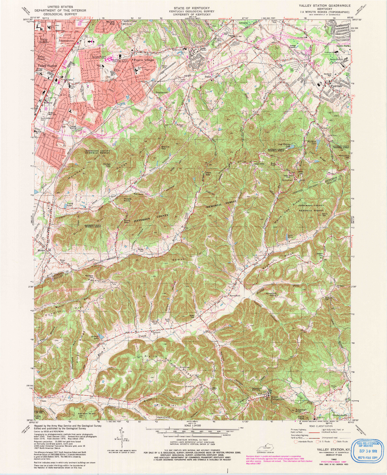 USGS 1:24000-SCALE QUADRANGLE FOR VALLEY STATION, KY 1982