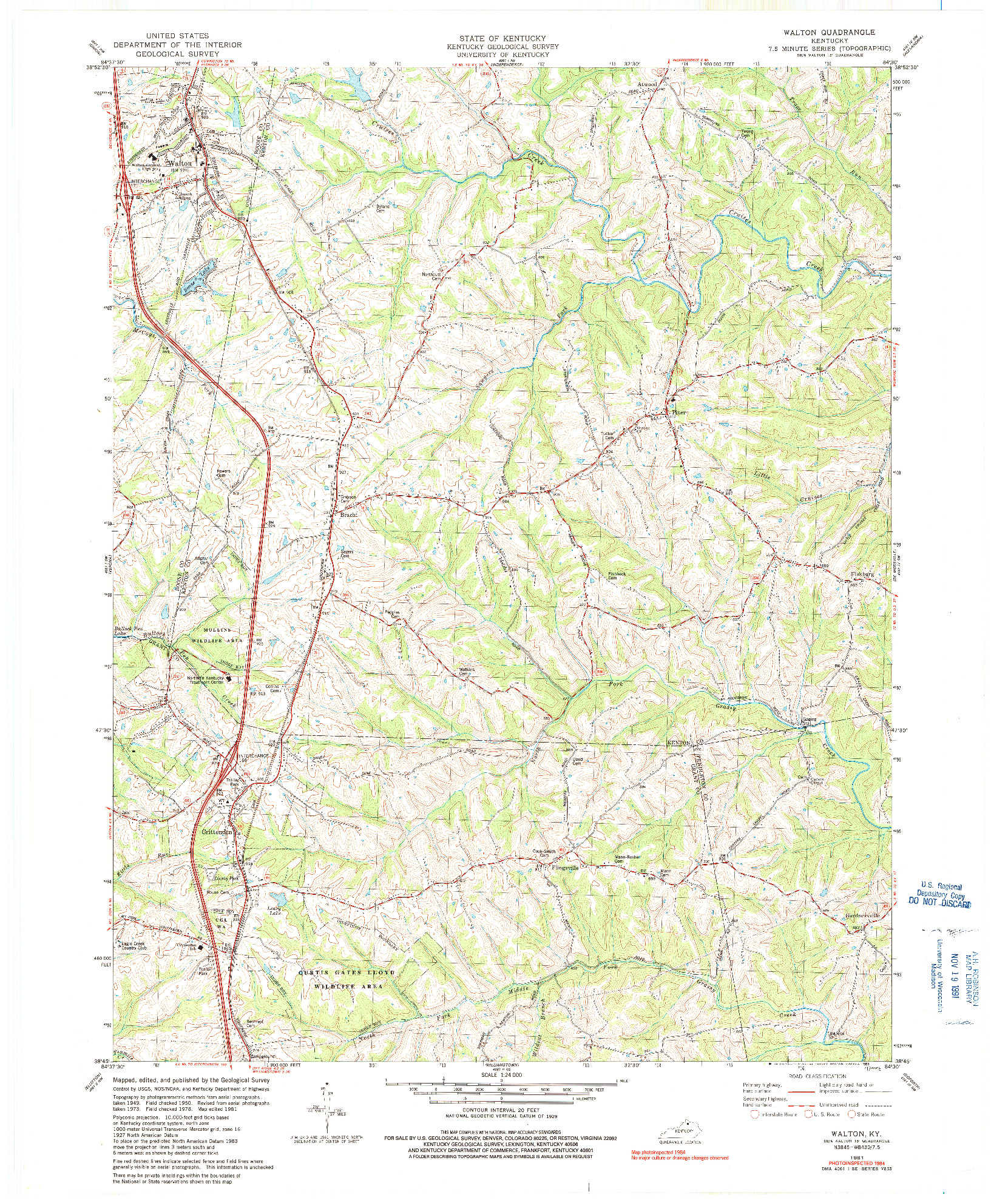 USGS 1:24000-SCALE QUADRANGLE FOR WALTON, KY 1981