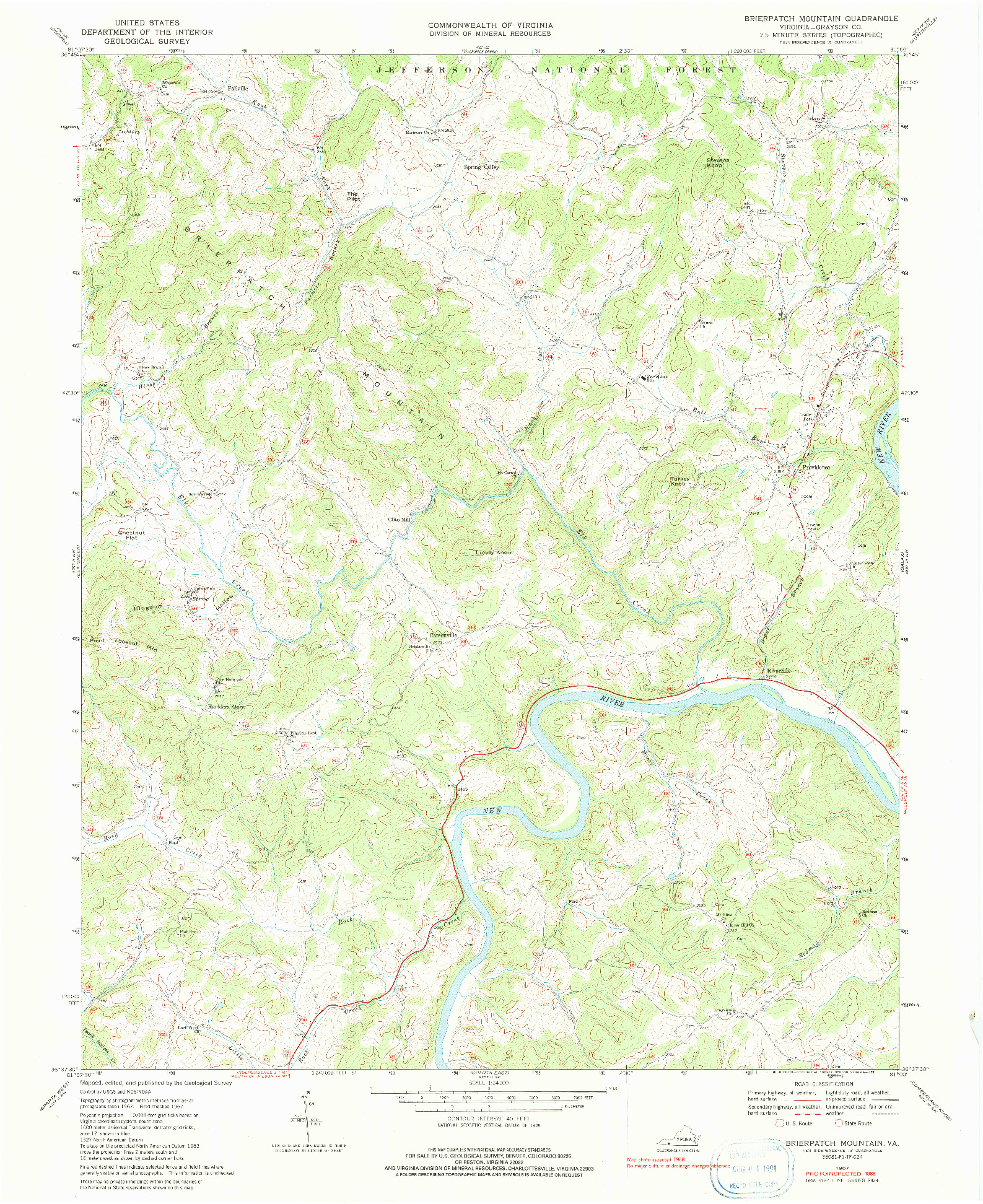 USGS 1:24000-SCALE QUADRANGLE FOR BRIERPATCH MOUNTAIN, VA 1967