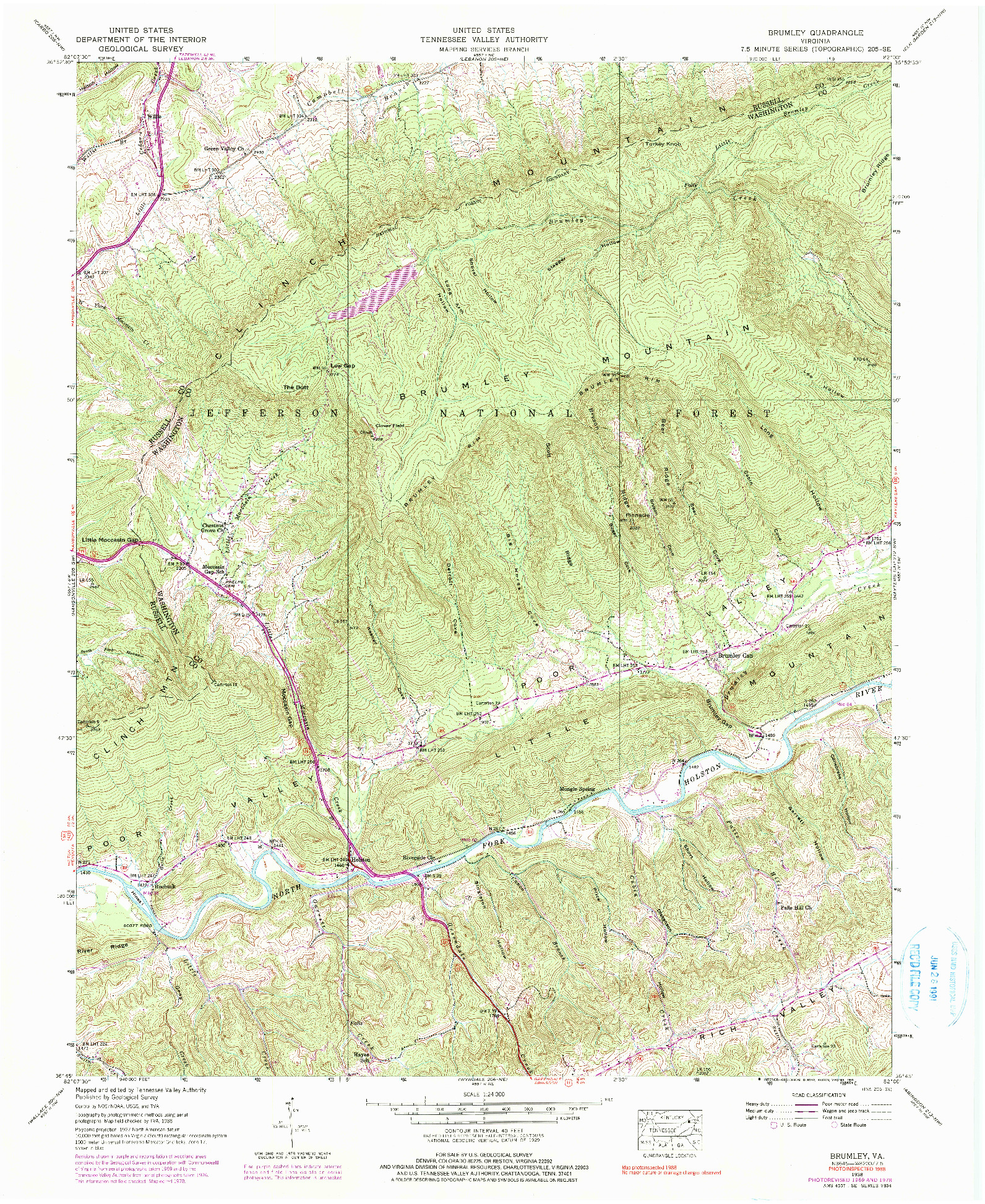 USGS 1:24000-SCALE QUADRANGLE FOR BRUMLEY, VA 1938