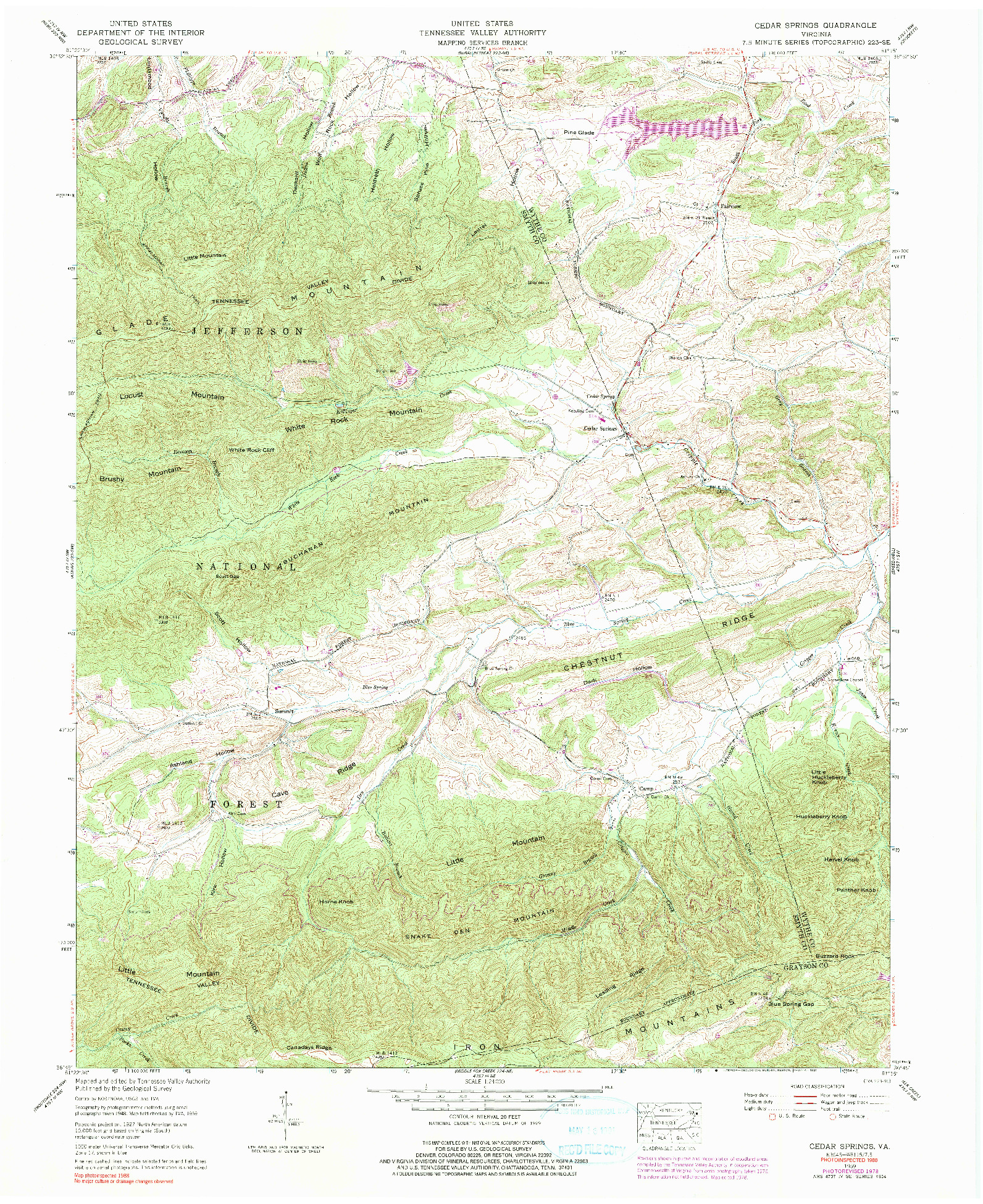 USGS 1:24000-SCALE QUADRANGLE FOR CEDAR SPRINGS, VA 1959