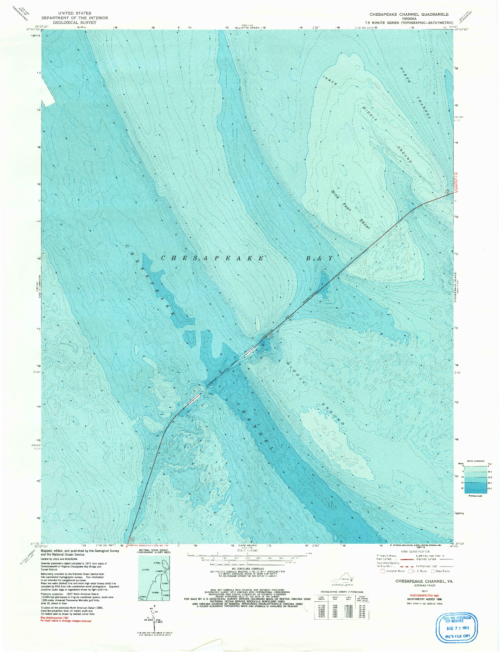 USGS 1:24000-SCALE QUADRANGLE FOR CHESAPEAKE CHANNEL, VA 1971