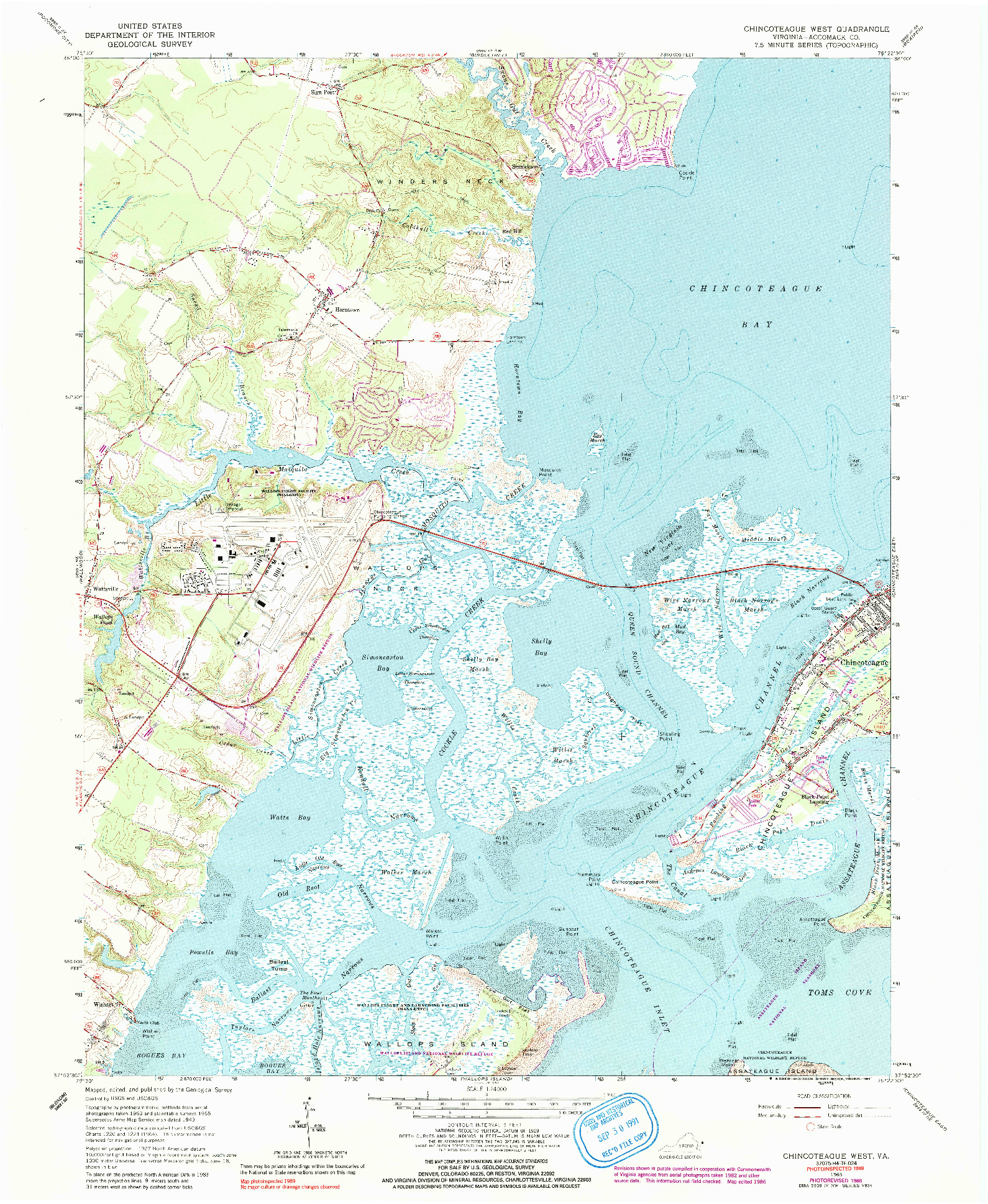 USGS 1:24000-SCALE QUADRANGLE FOR CHINCOTEAGUE WEST, VA 1965