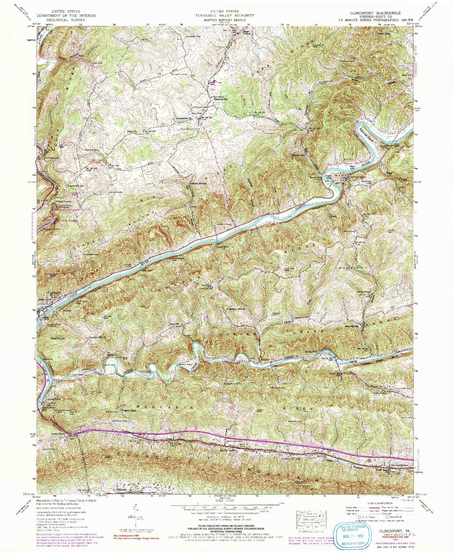 USGS 1:24000-SCALE QUADRANGLE FOR CLINCHPORT, VA 1947