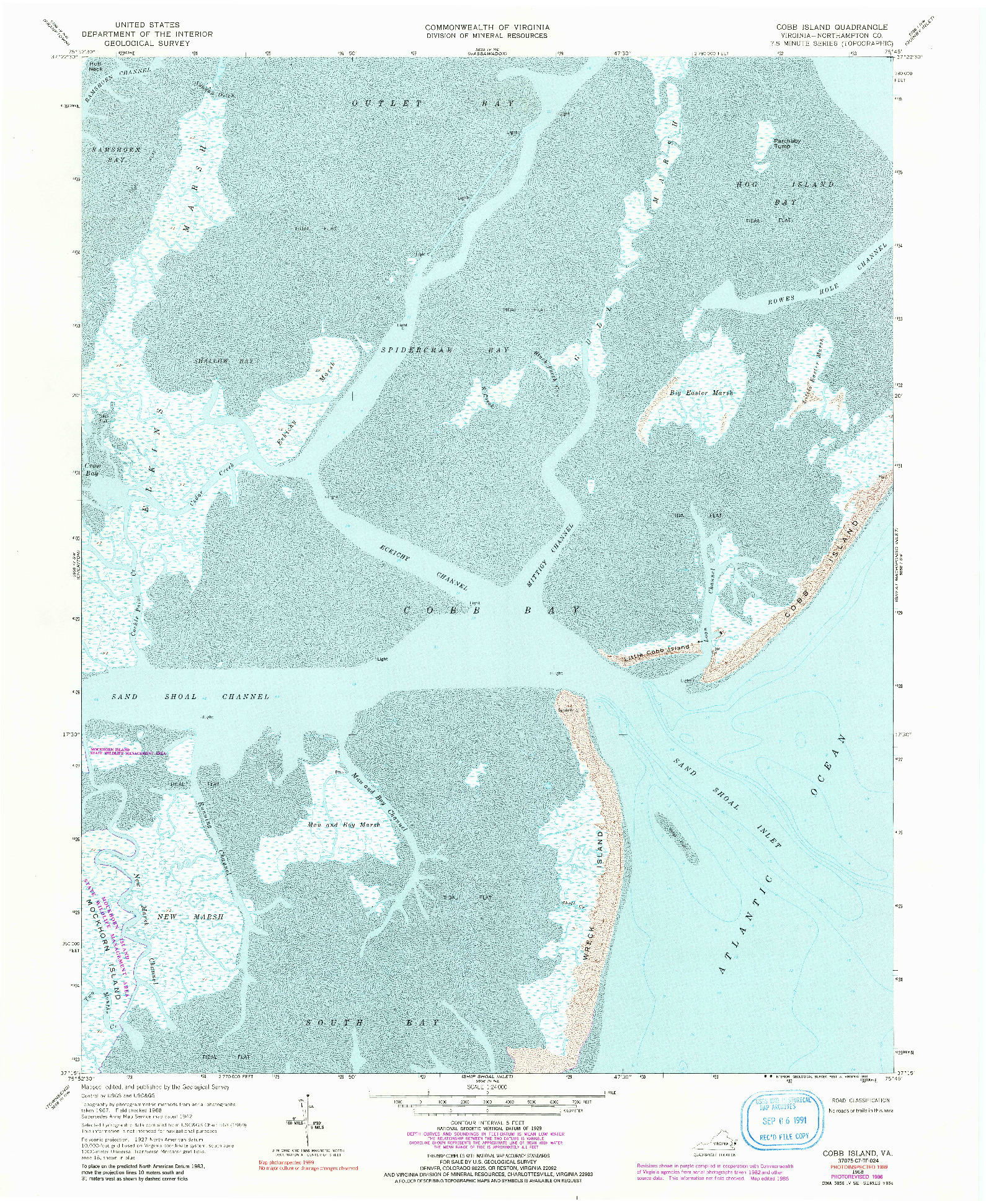 USGS 1:24000-SCALE QUADRANGLE FOR COBB ISLAND, VA 1968