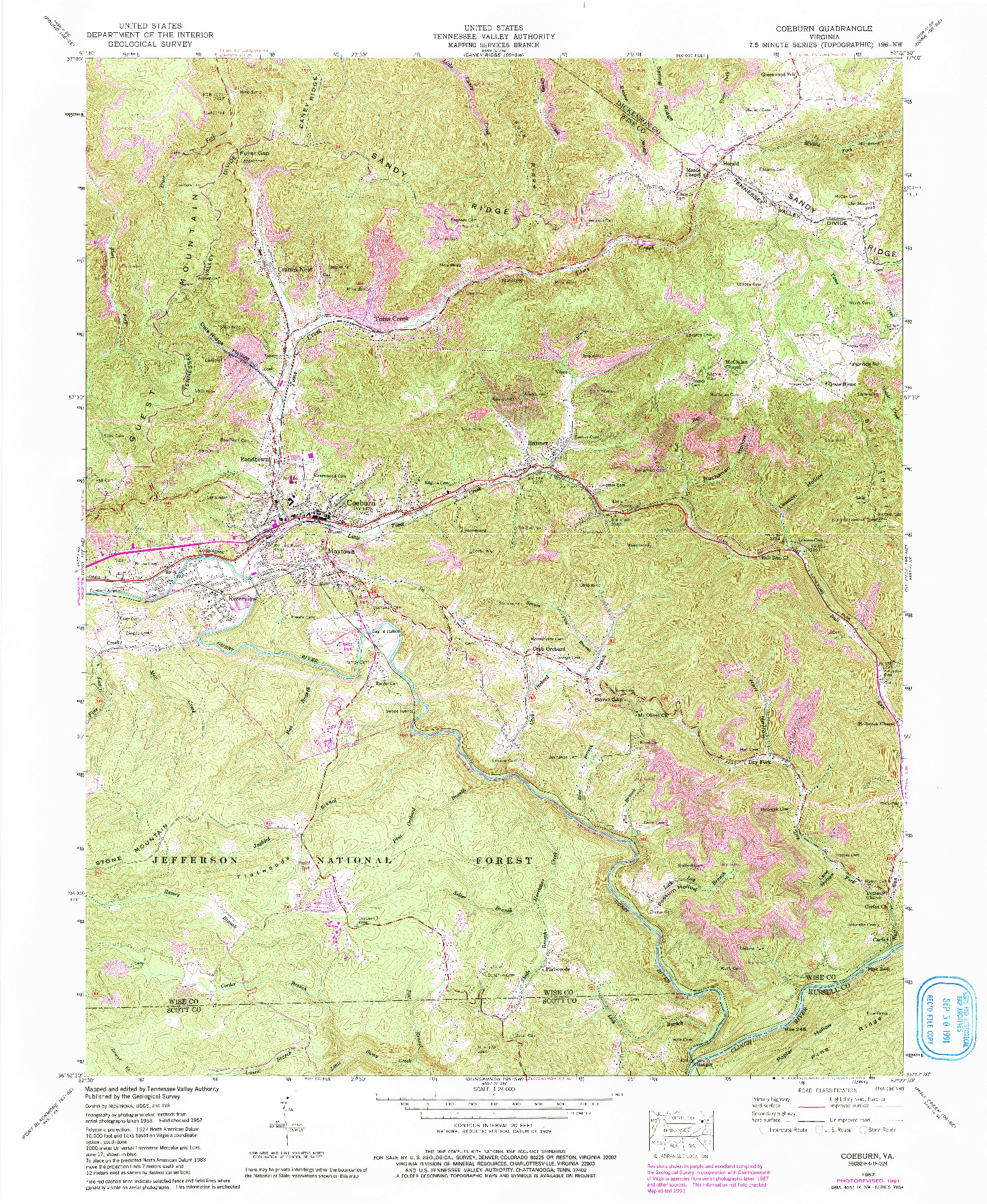 USGS 1:24000-SCALE QUADRANGLE FOR COEBURN, VA 1957