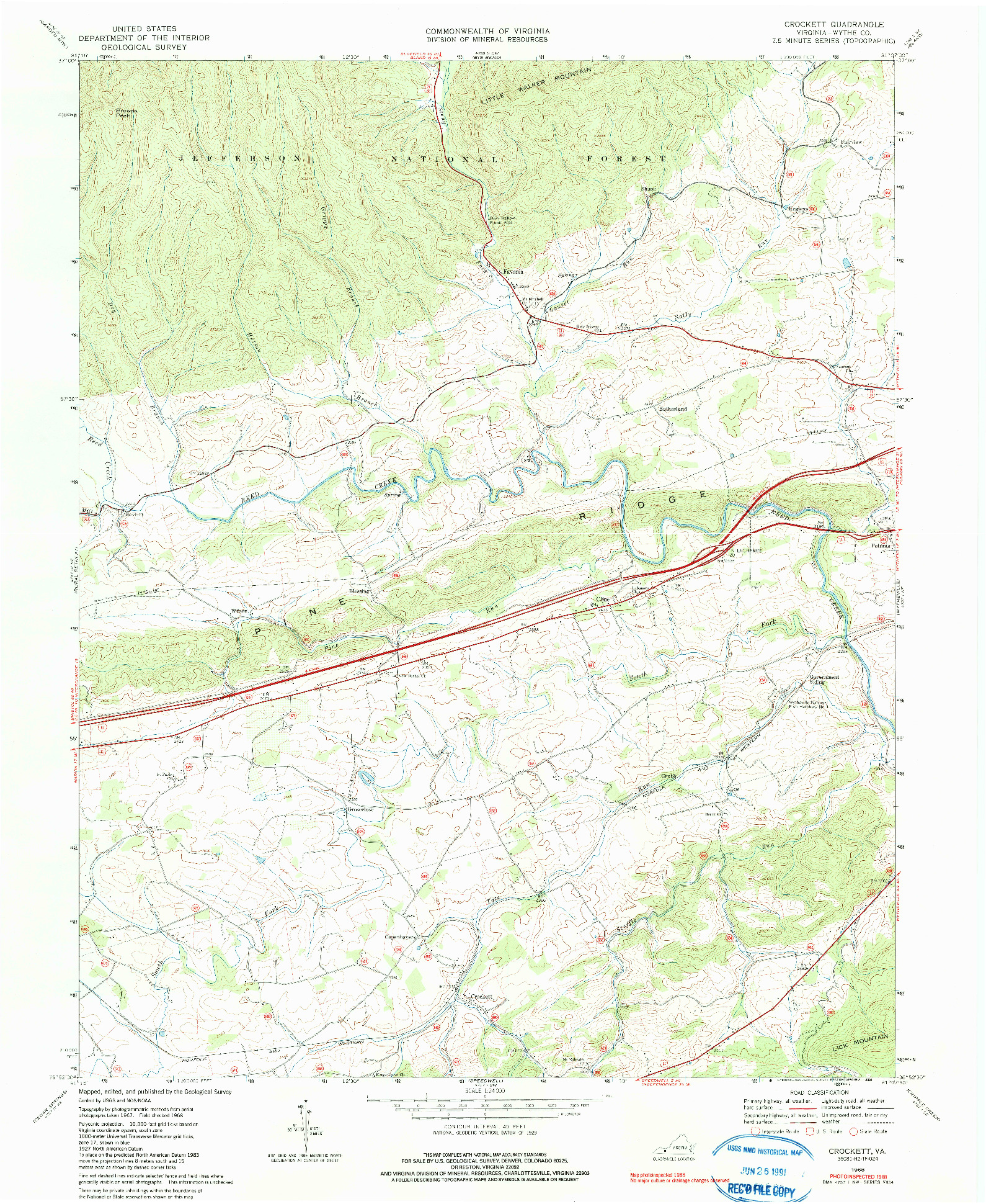 USGS 1:24000-SCALE QUADRANGLE FOR CROCKETT, VA 1968