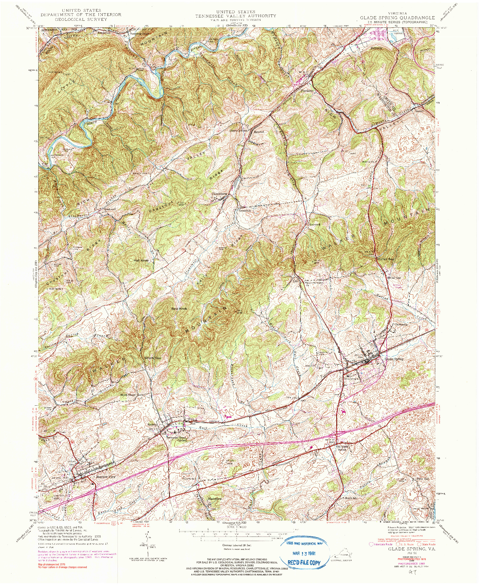 USGS 1:24000-SCALE QUADRANGLE FOR GLADE SPRING, VA 1938