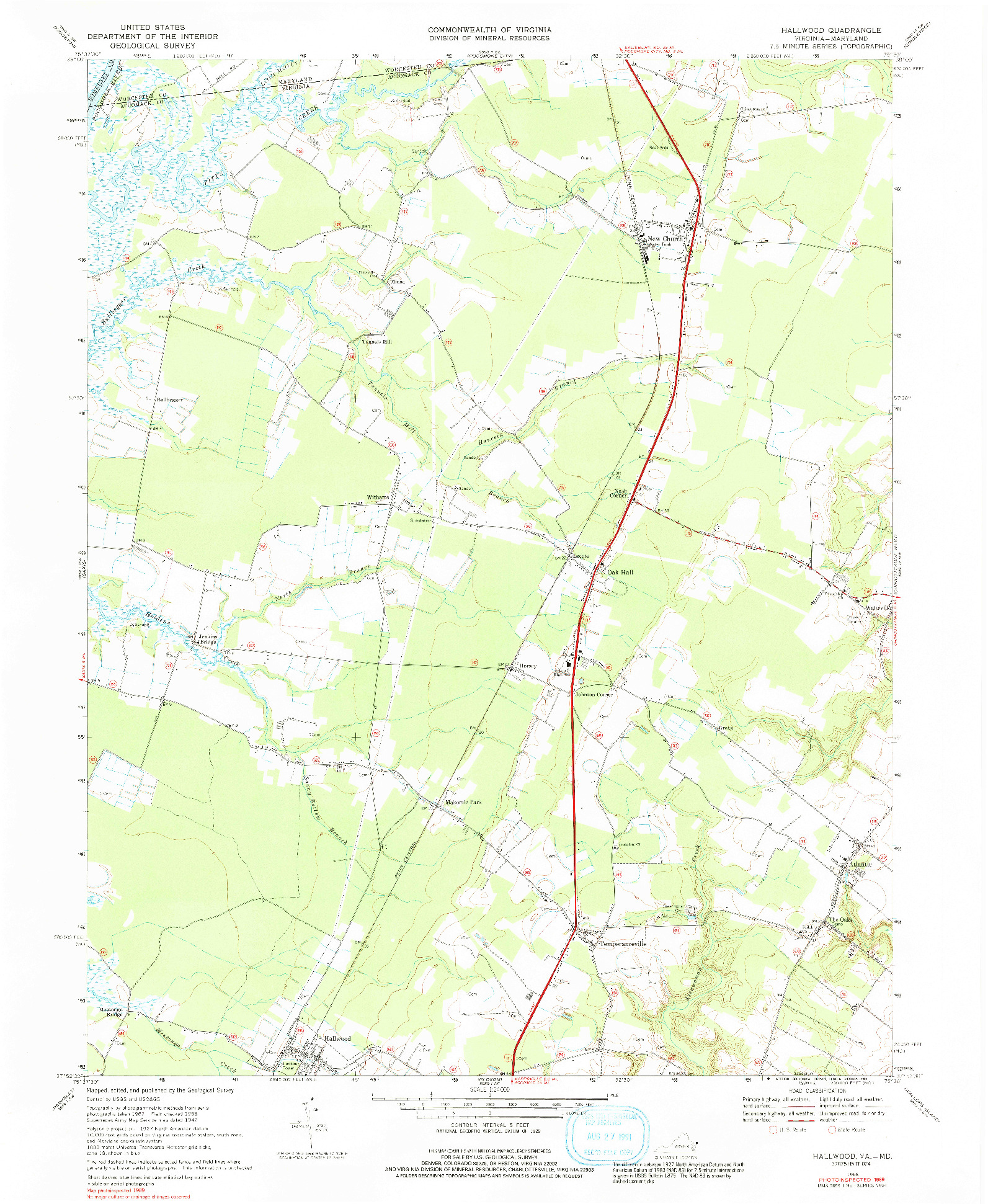 USGS 1:24000-SCALE QUADRANGLE FOR HALLWOOD, VA 1968