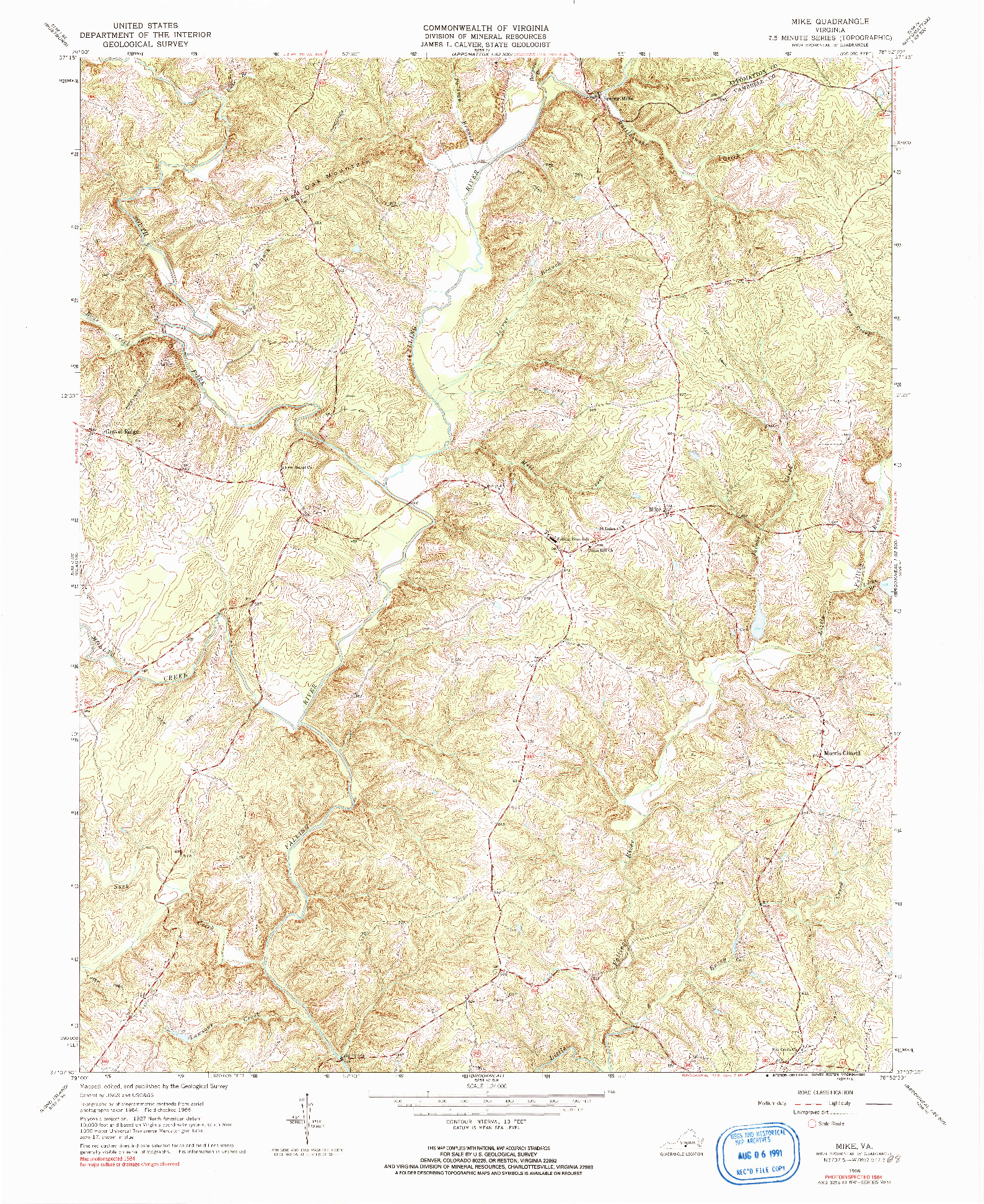 USGS 1:24000-SCALE QUADRANGLE FOR MIKE, VA 1966