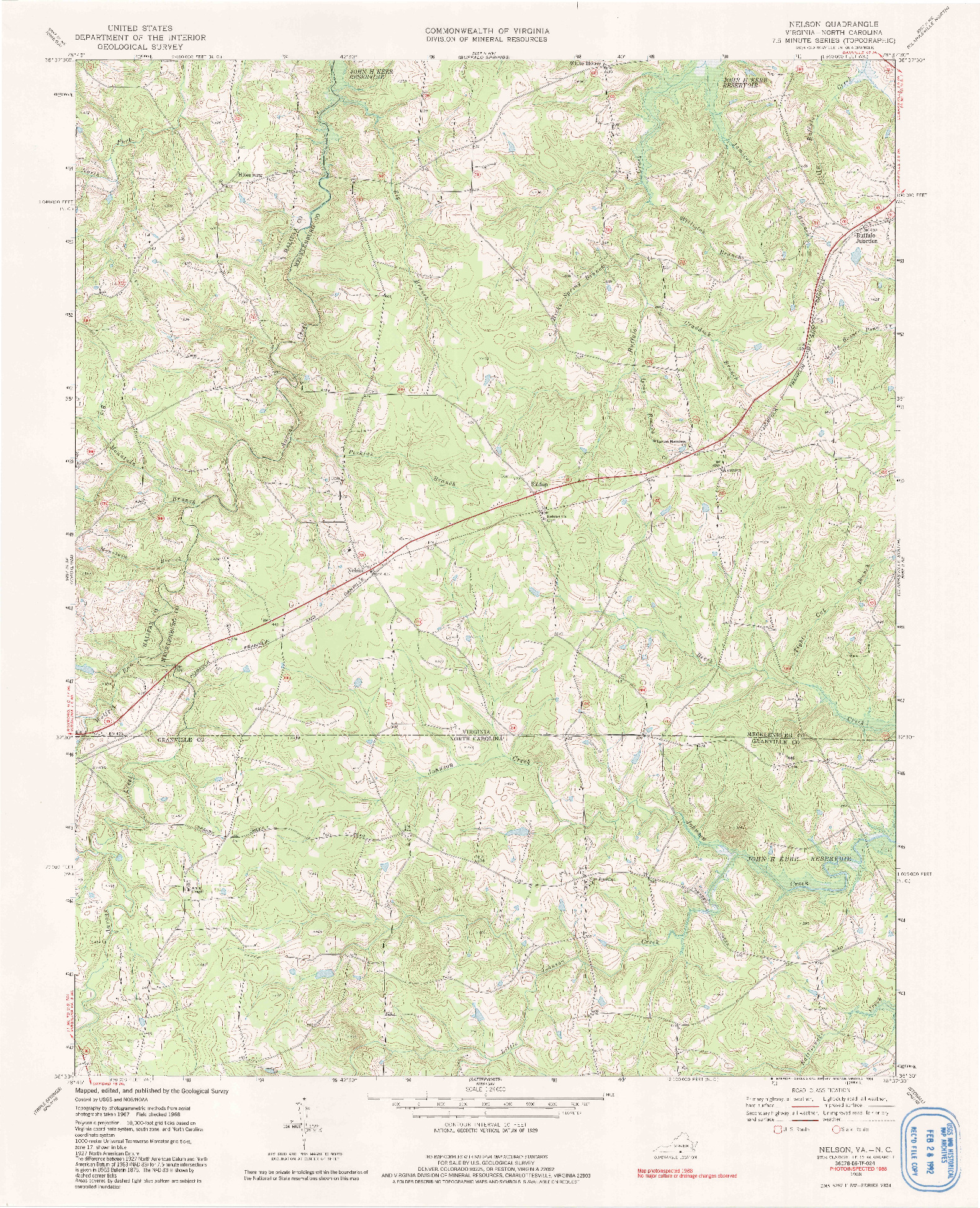 USGS 1:24000-SCALE QUADRANGLE FOR NELSON, VA 1968