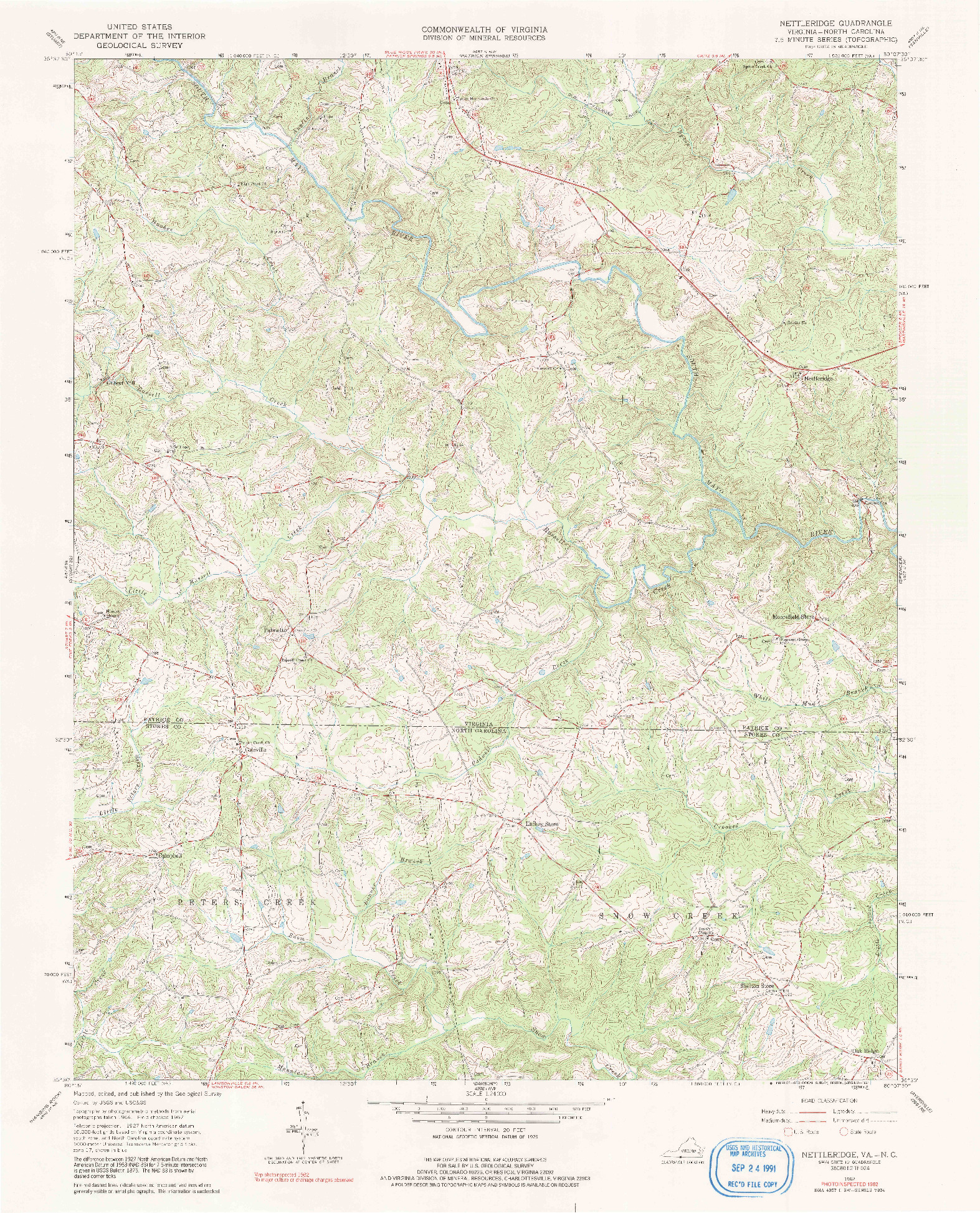 USGS 1:24000-SCALE QUADRANGLE FOR NETTLERIDGE, VA 1967
