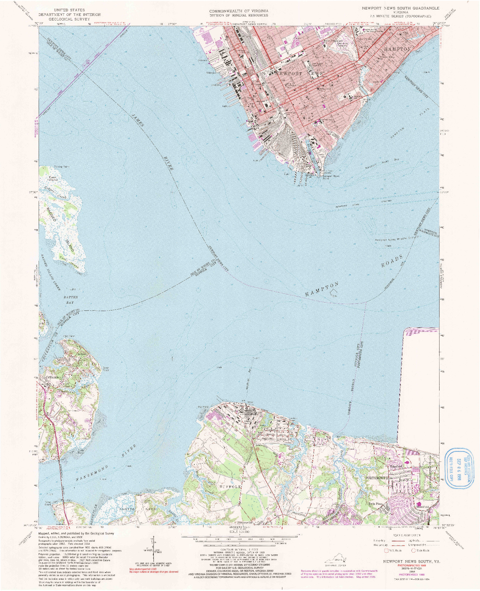 USGS 1:24000-SCALE QUADRANGLE FOR NEWPORT NEWS SOUTH, VA 1964