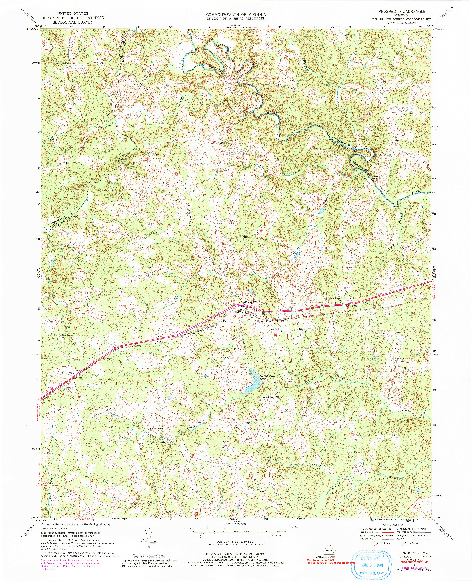 USGS 1:24000-SCALE QUADRANGLE FOR PROSPECT, VA 1967