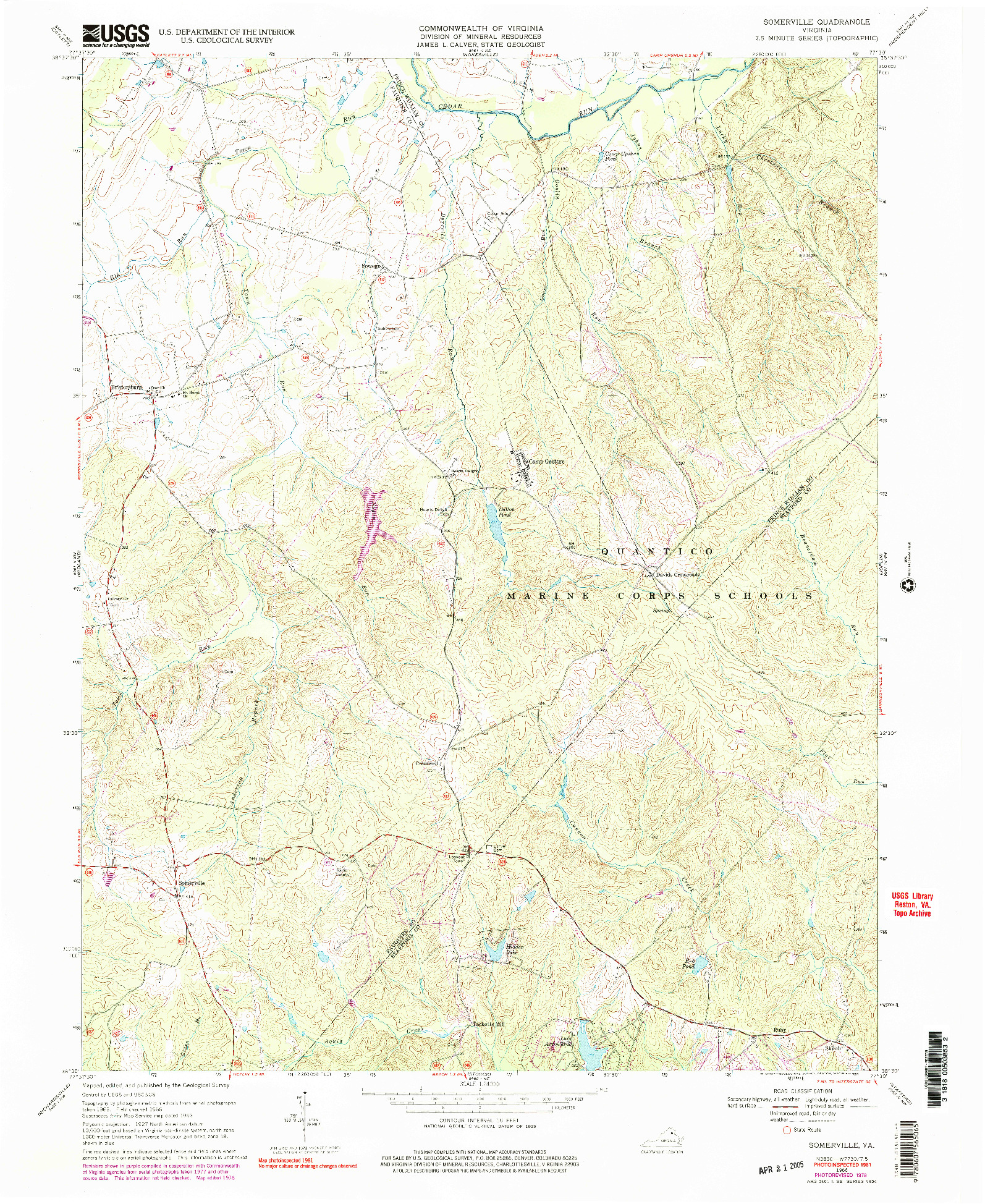 USGS 1:24000-SCALE QUADRANGLE FOR SOMERVILLE, VA 1966