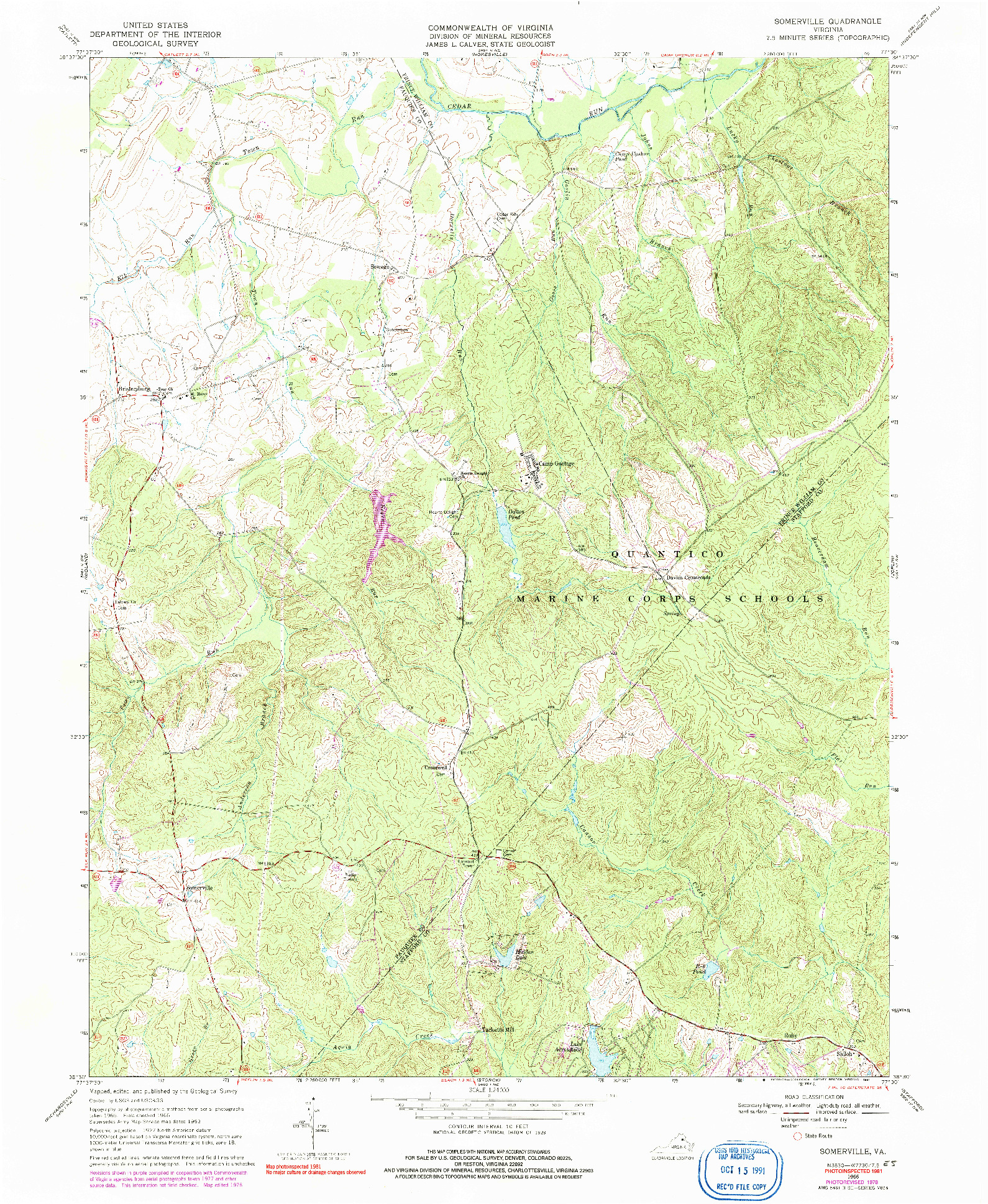 USGS 1:24000-SCALE QUADRANGLE FOR SOMERVILLE, VA 1966