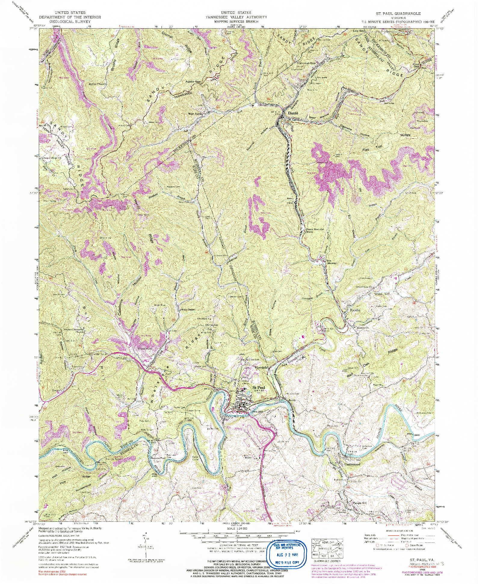 USGS 1:24000-SCALE QUADRANGLE FOR ST PAUL, VA 1958