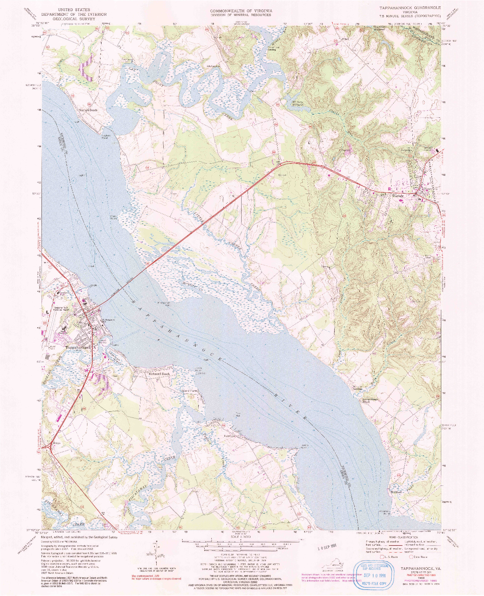 USGS 1:24000-SCALE QUADRANGLE FOR TAPPAHANNOCK, VA 1968