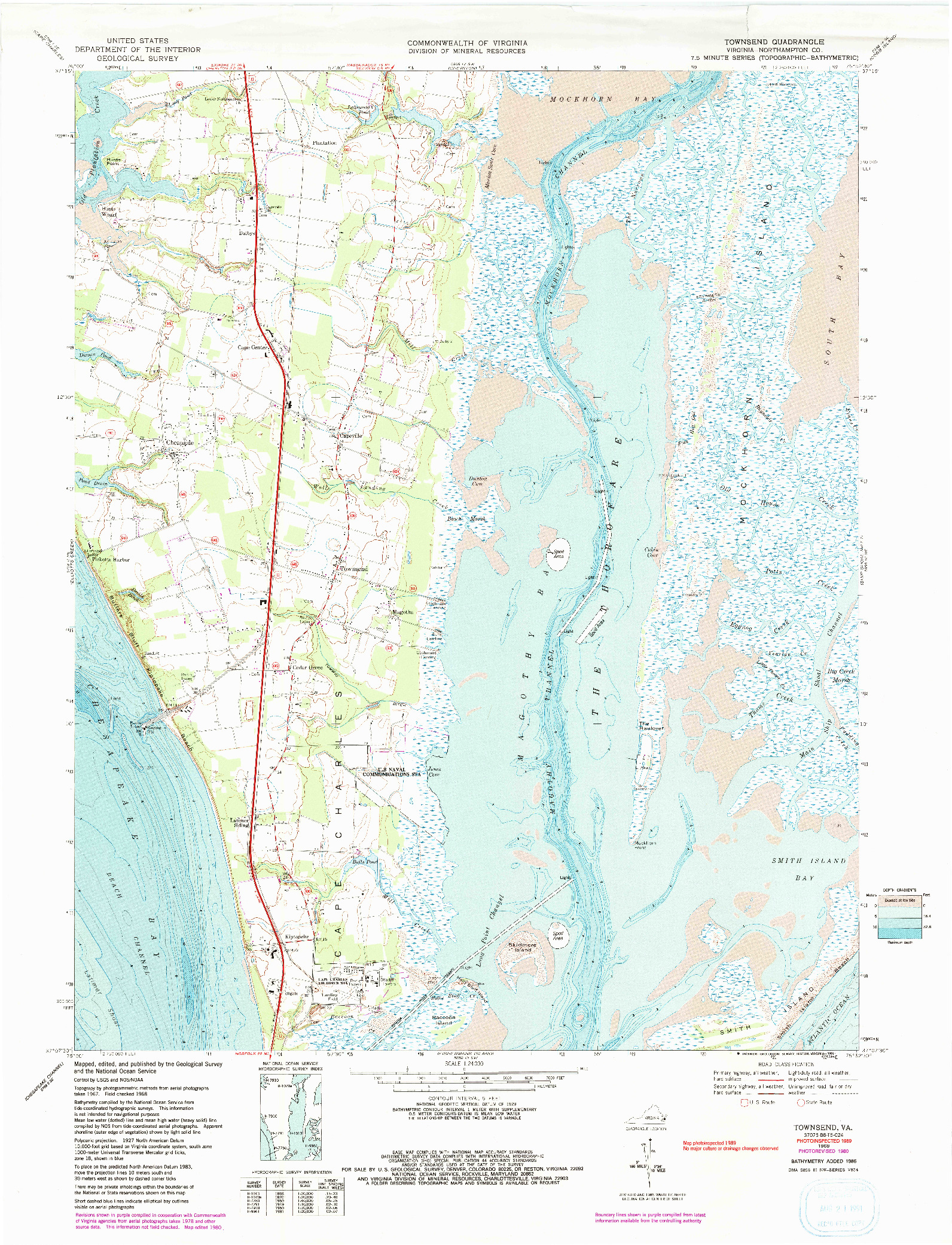 USGS 1:24000-SCALE QUADRANGLE FOR TOWNSEND, VA 1968