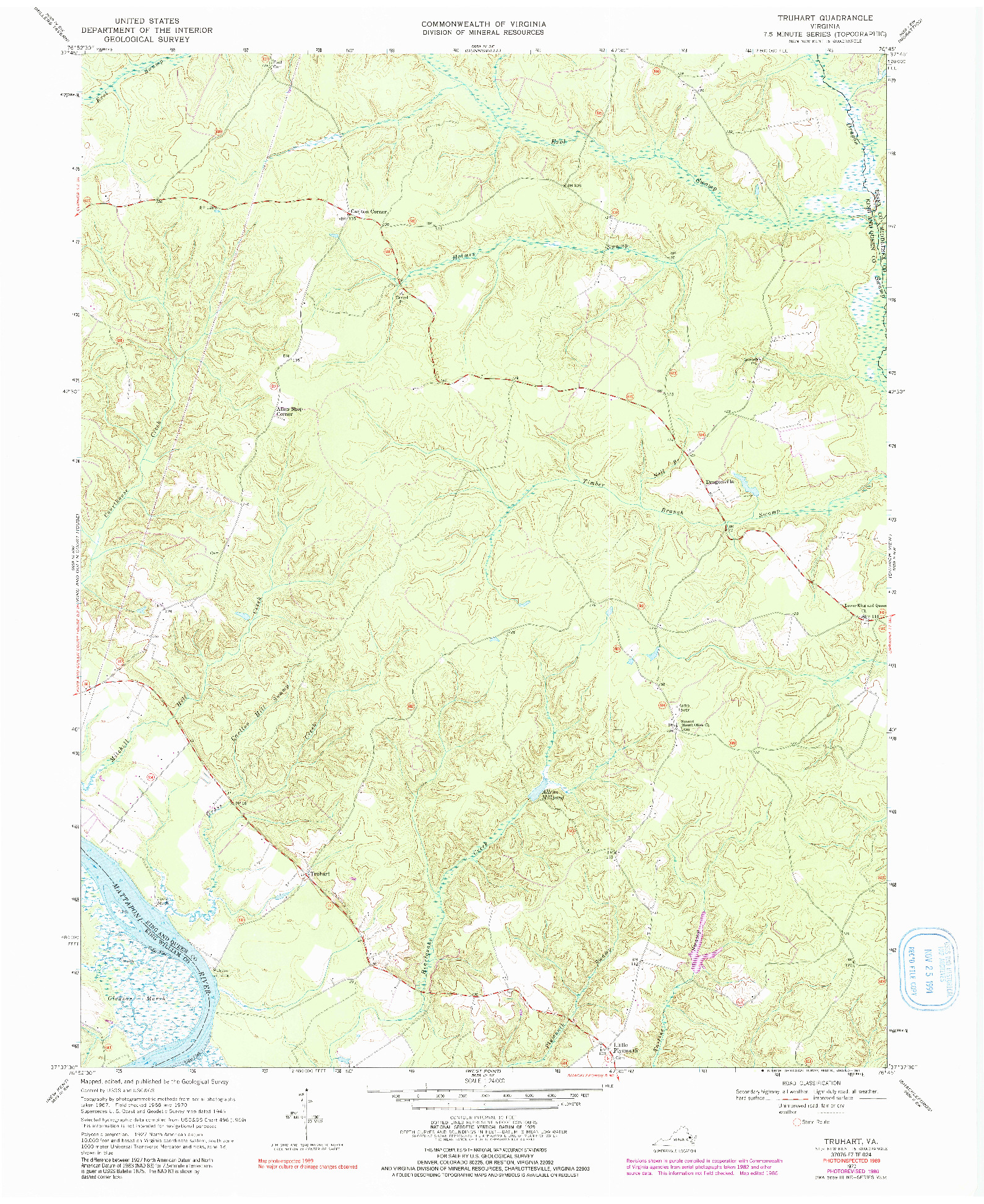 USGS 1:24000-SCALE QUADRANGLE FOR TRUHART, VA 1970