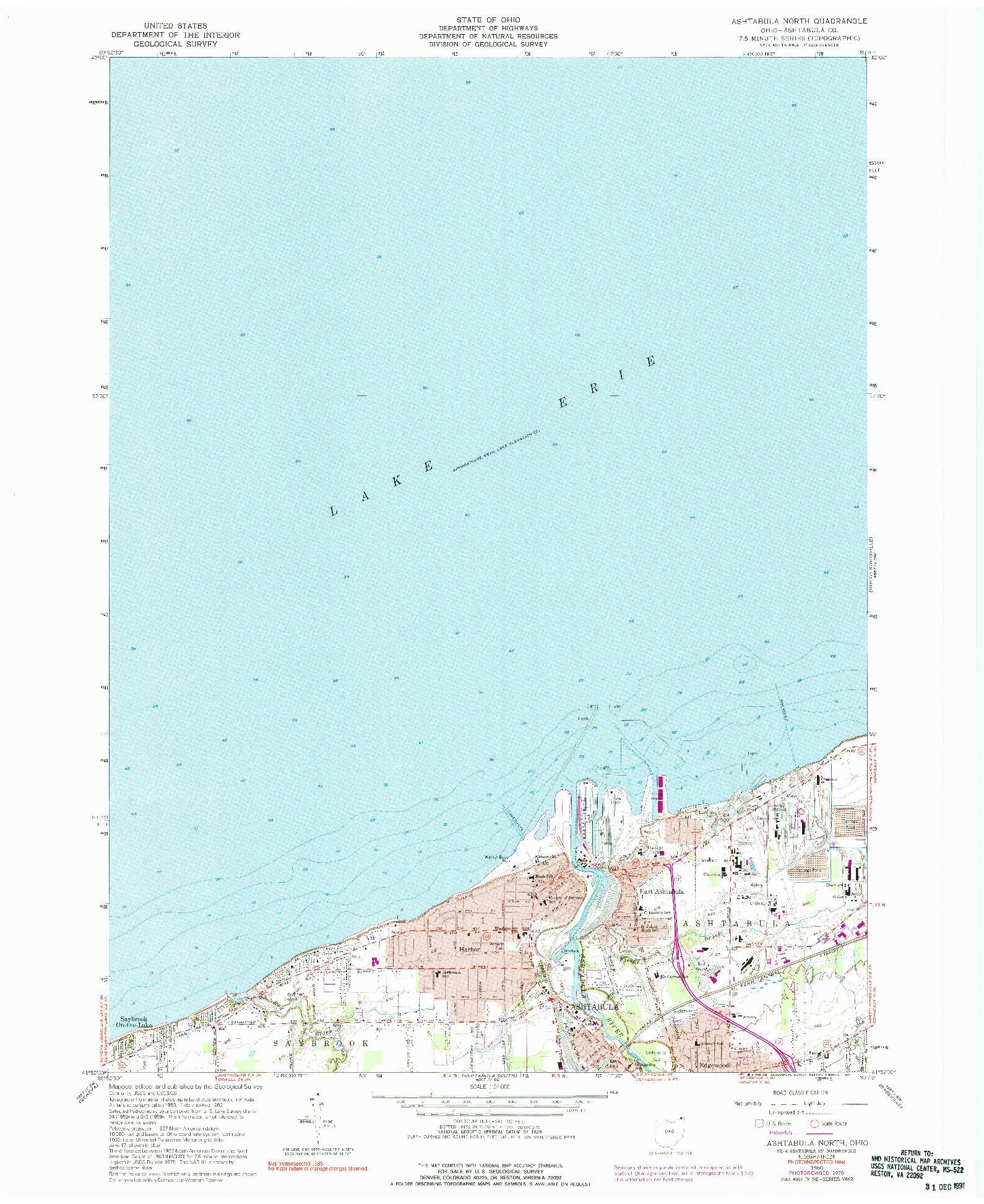 USGS 1:24000-SCALE QUADRANGLE FOR ASHTABULA NORTH, OH 1960