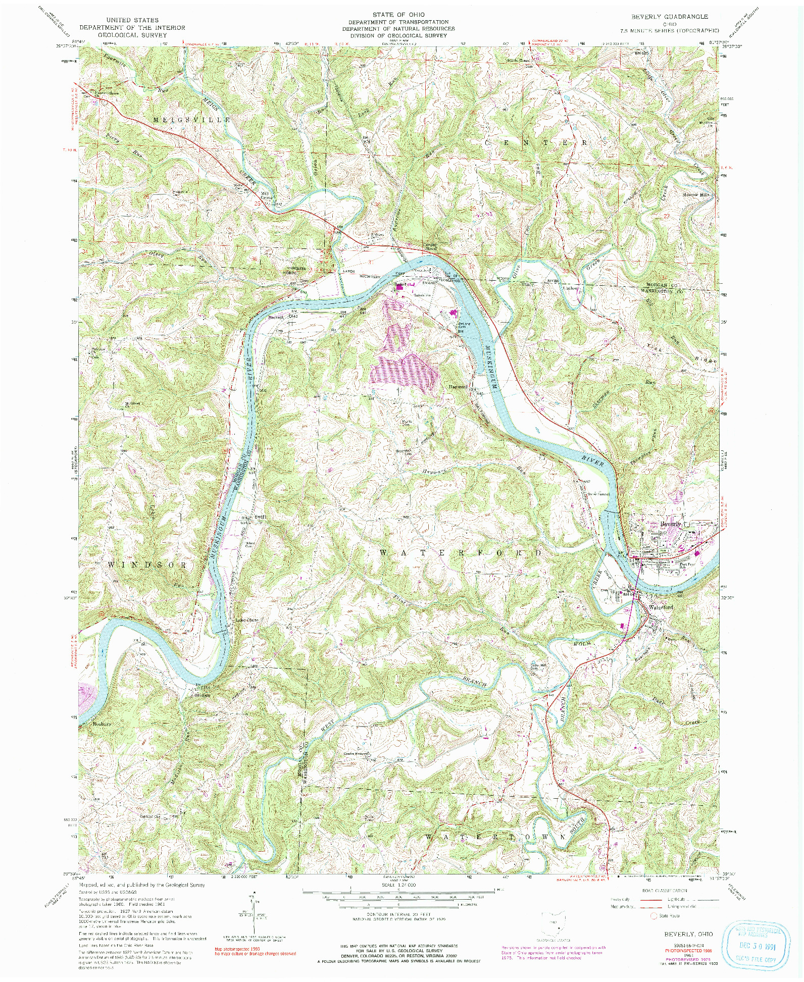 USGS 1:24000-SCALE QUADRANGLE FOR BEVERLY, OH 1961