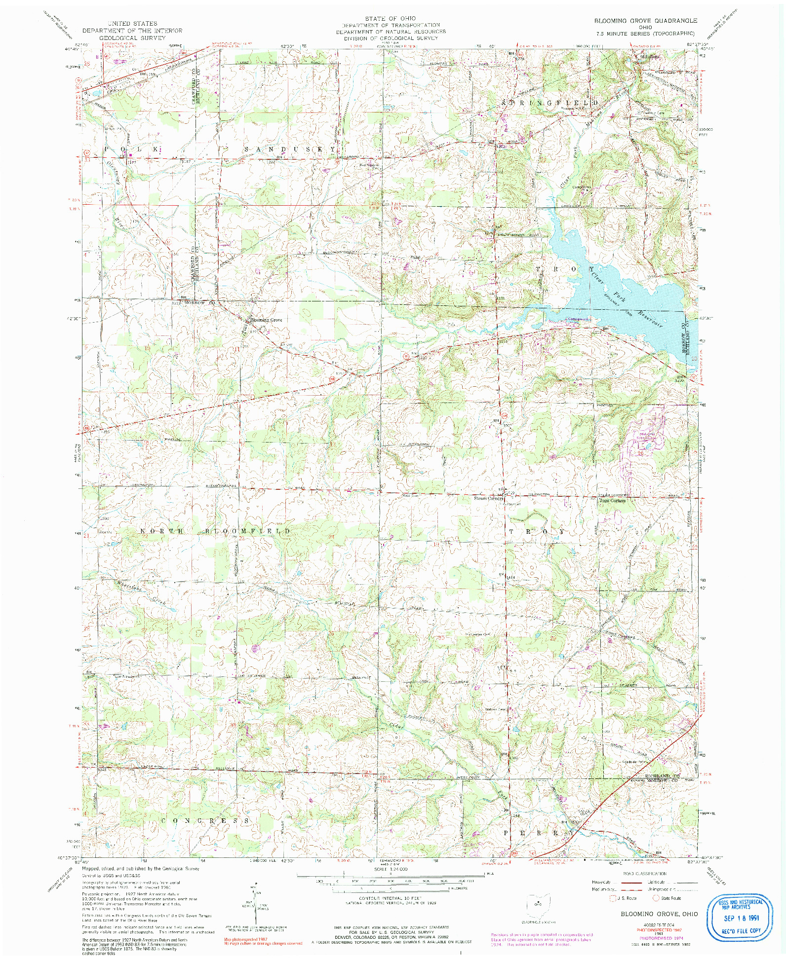 USGS 1:24000-SCALE QUADRANGLE FOR BLOOMING GROVE, OH 1961