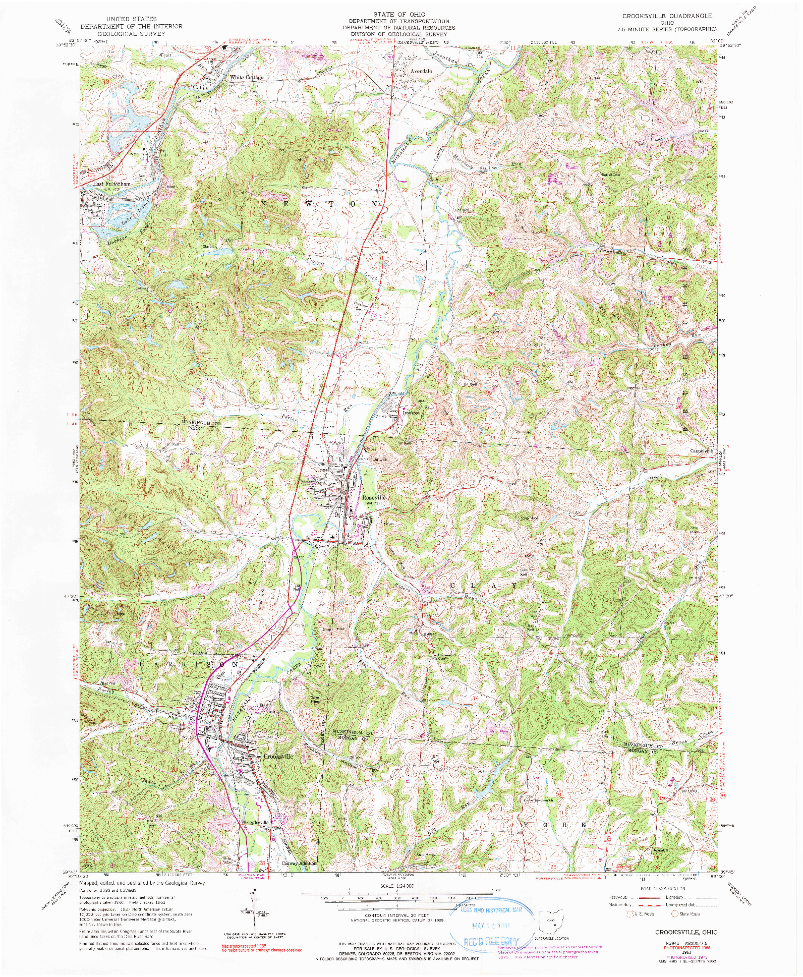 USGS 1:24000-SCALE QUADRANGLE FOR CROOKSVILLE, OH 1961