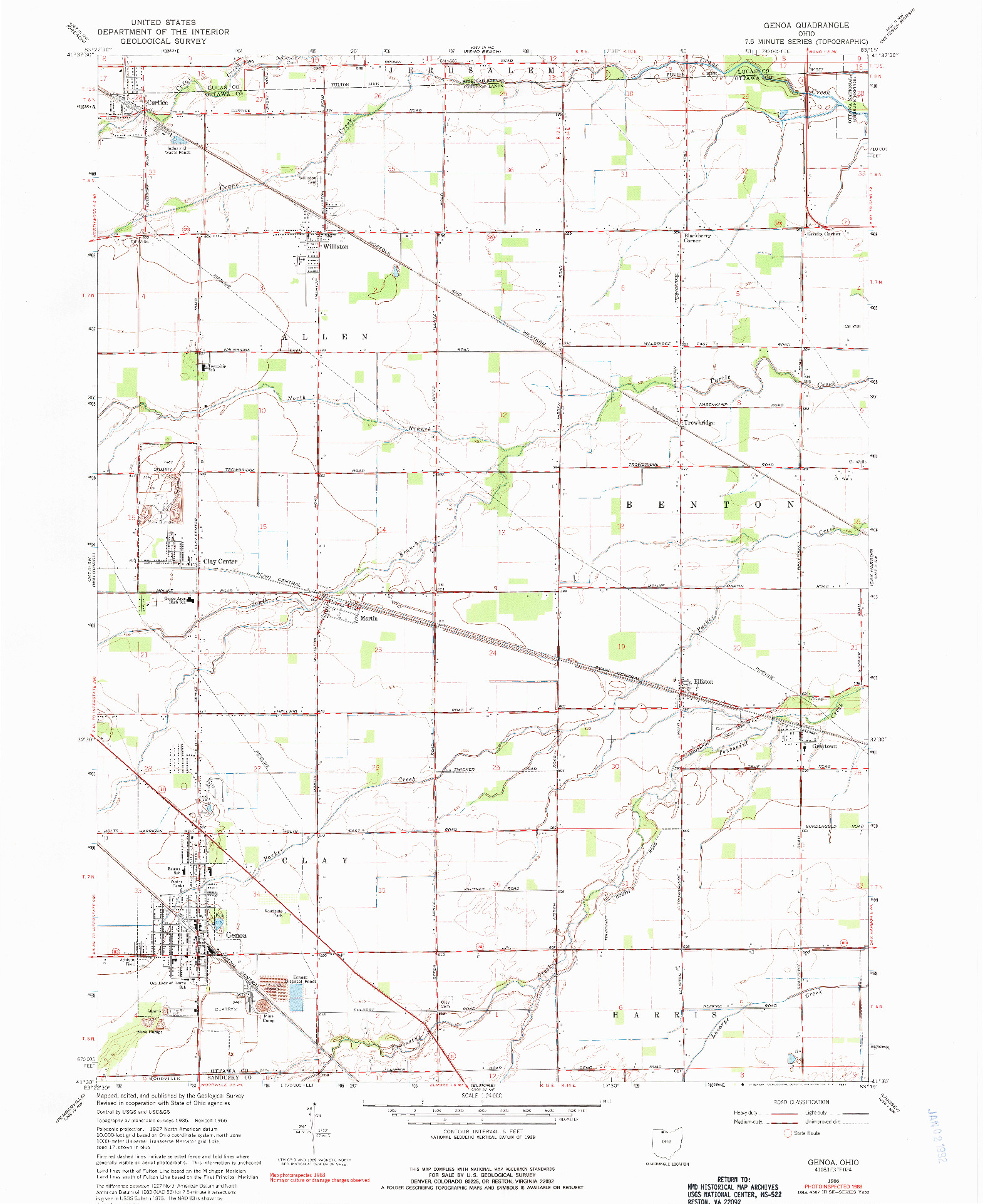 USGS 1:24000-SCALE QUADRANGLE FOR GENOA, OH 1966