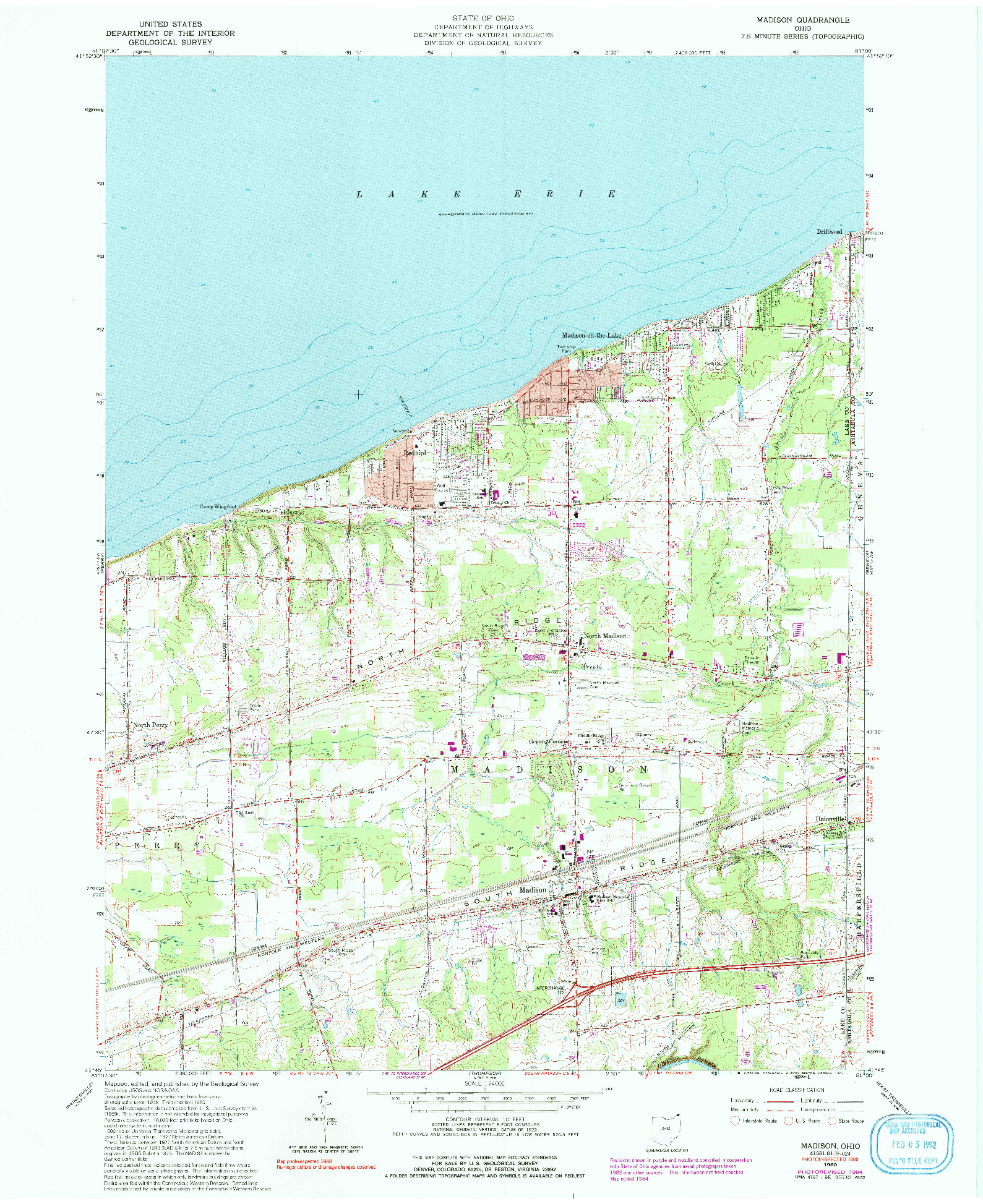 USGS 1:24000-SCALE QUADRANGLE FOR MADISON, OH 1960
