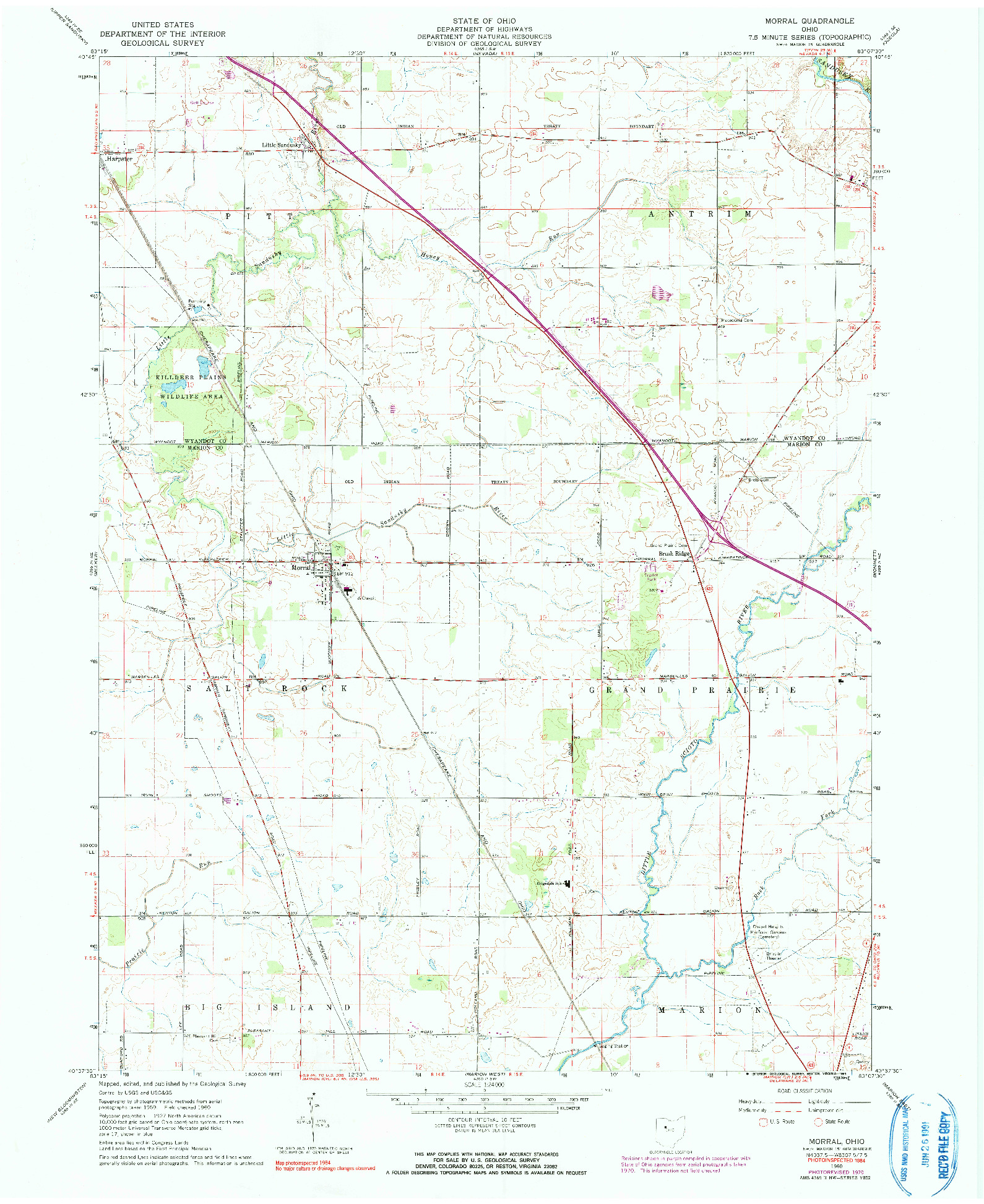 USGS 1:24000-SCALE QUADRANGLE FOR MORRAL, OH 1960