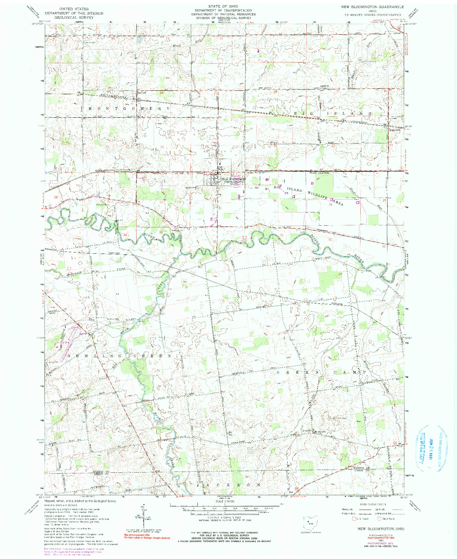 USGS 1:24000-SCALE QUADRANGLE FOR NEW BLOOMINGTON, OH 1961