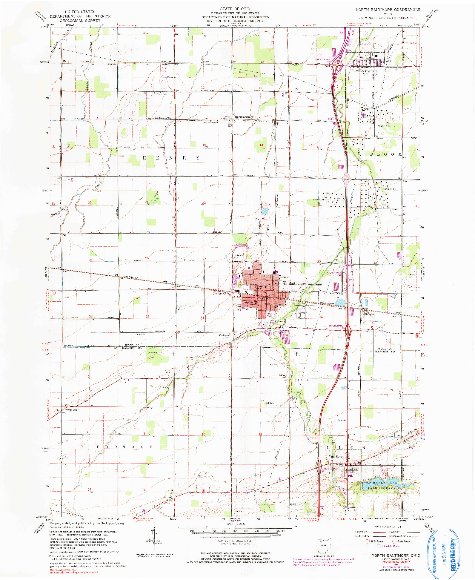 USGS 1:24000-SCALE QUADRANGLE FOR NORTH BALTIMORE, OH 1960