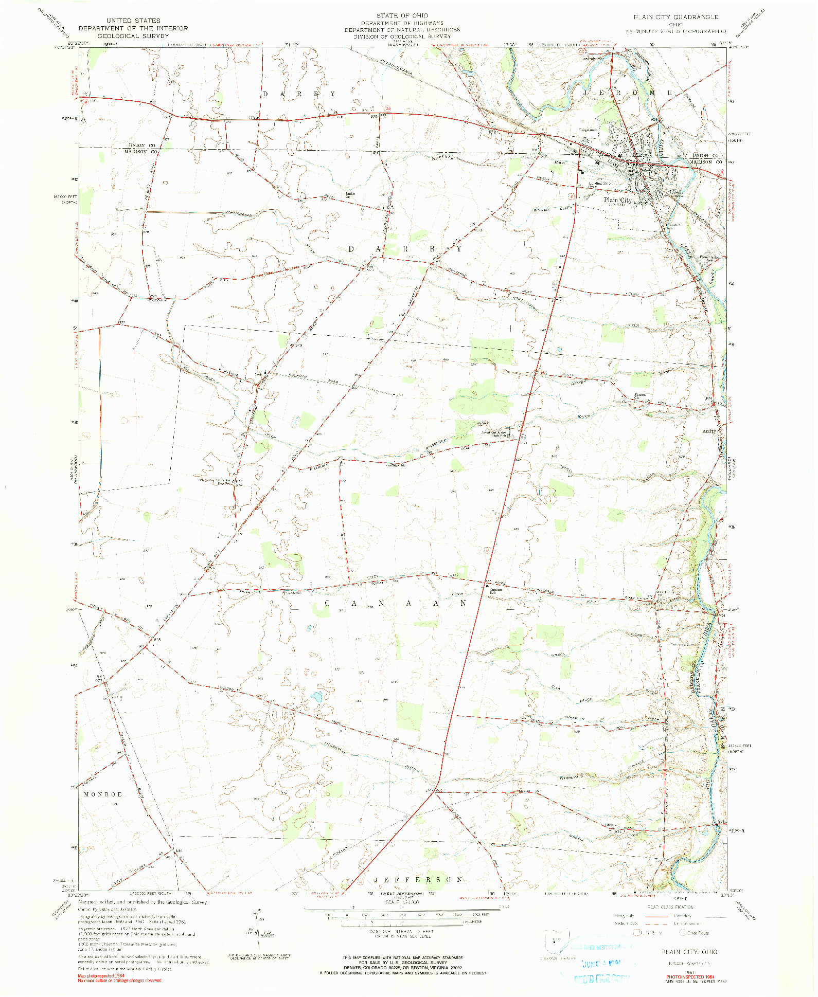USGS 1:24000-SCALE QUADRANGLE FOR PLAIN CITY, OH 1961