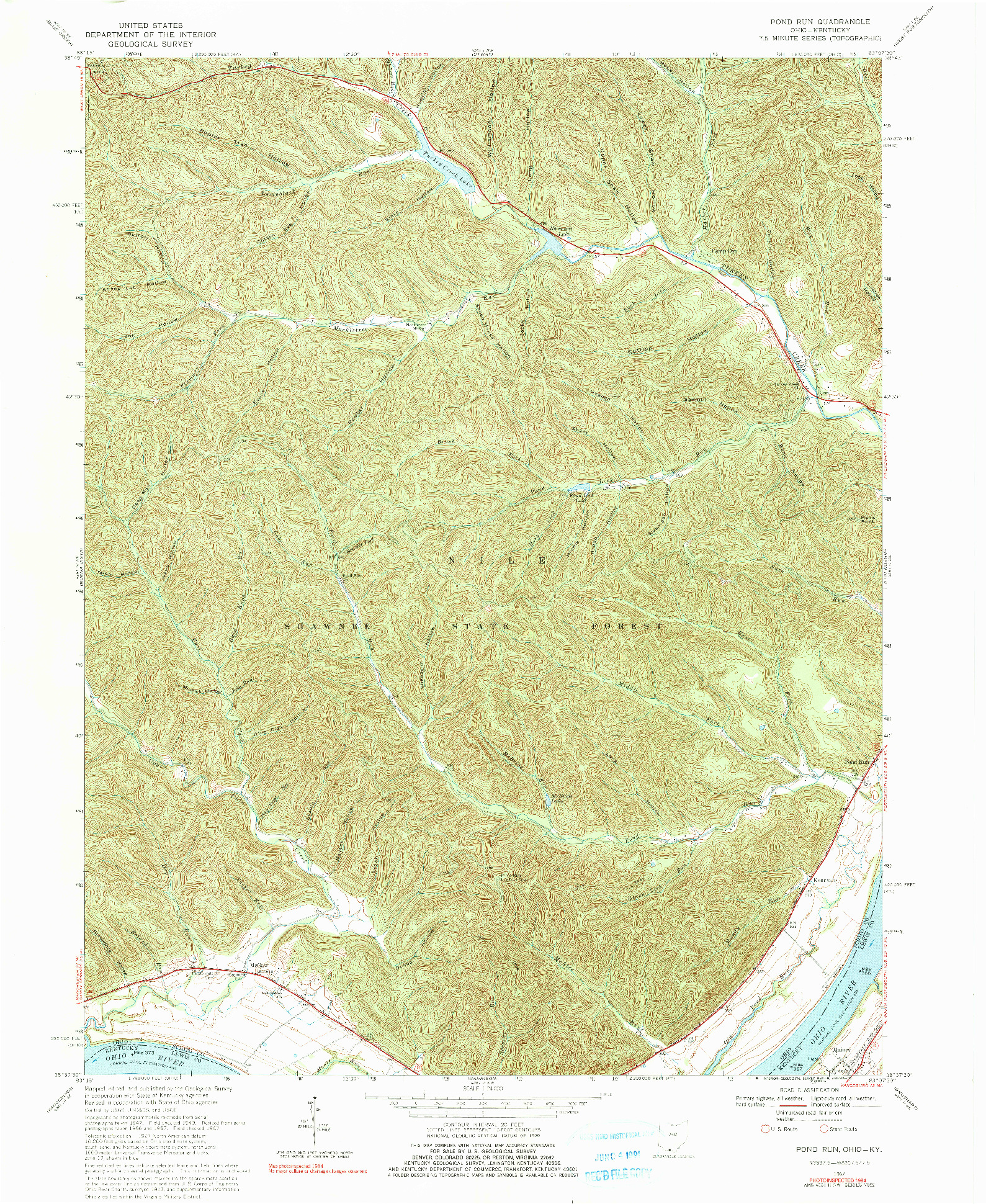 USGS 1:24000-SCALE QUADRANGLE FOR POND RUN, OH 1967