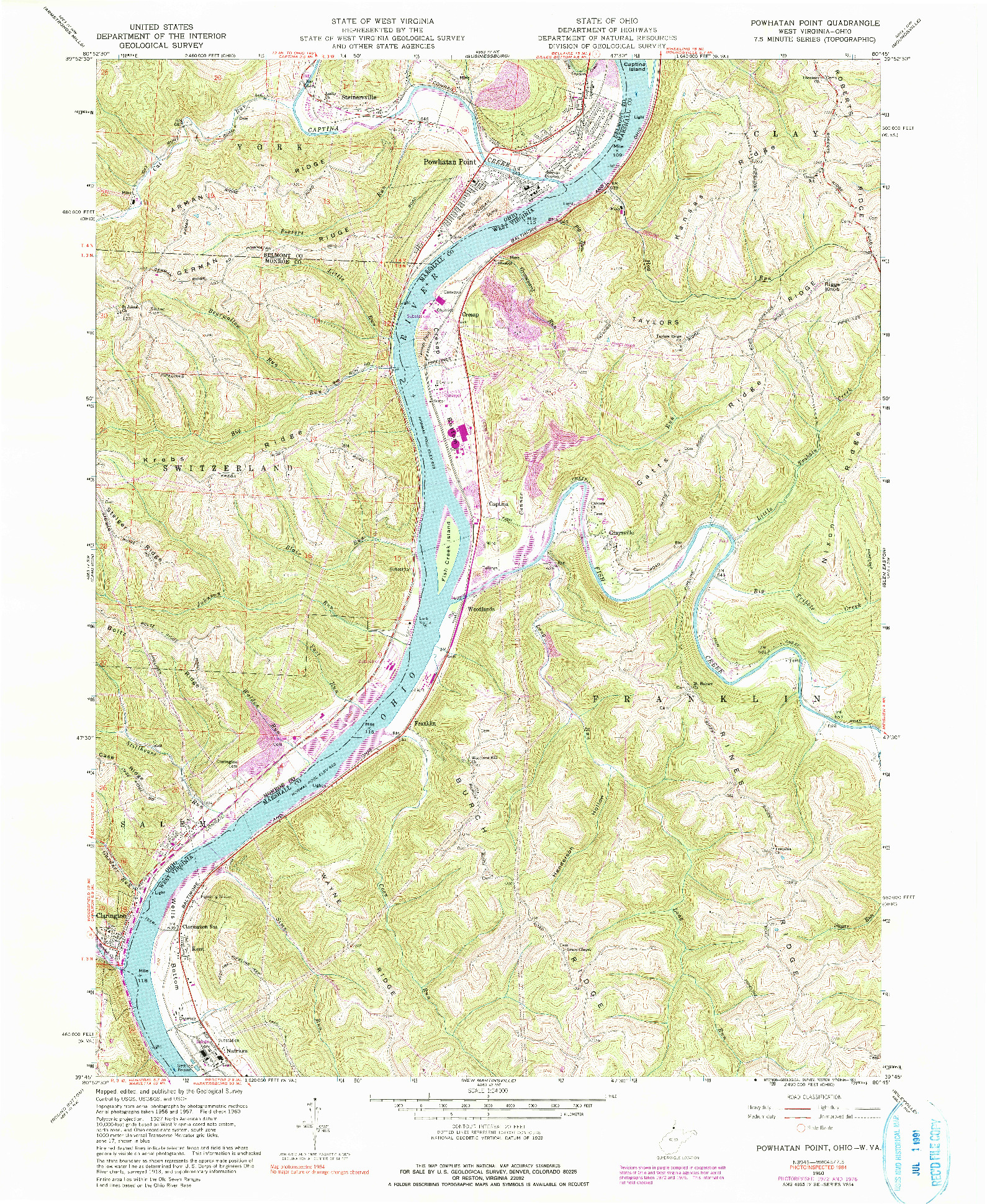 USGS 1:24000-SCALE QUADRANGLE FOR POWHATAN POINT, OH 1960