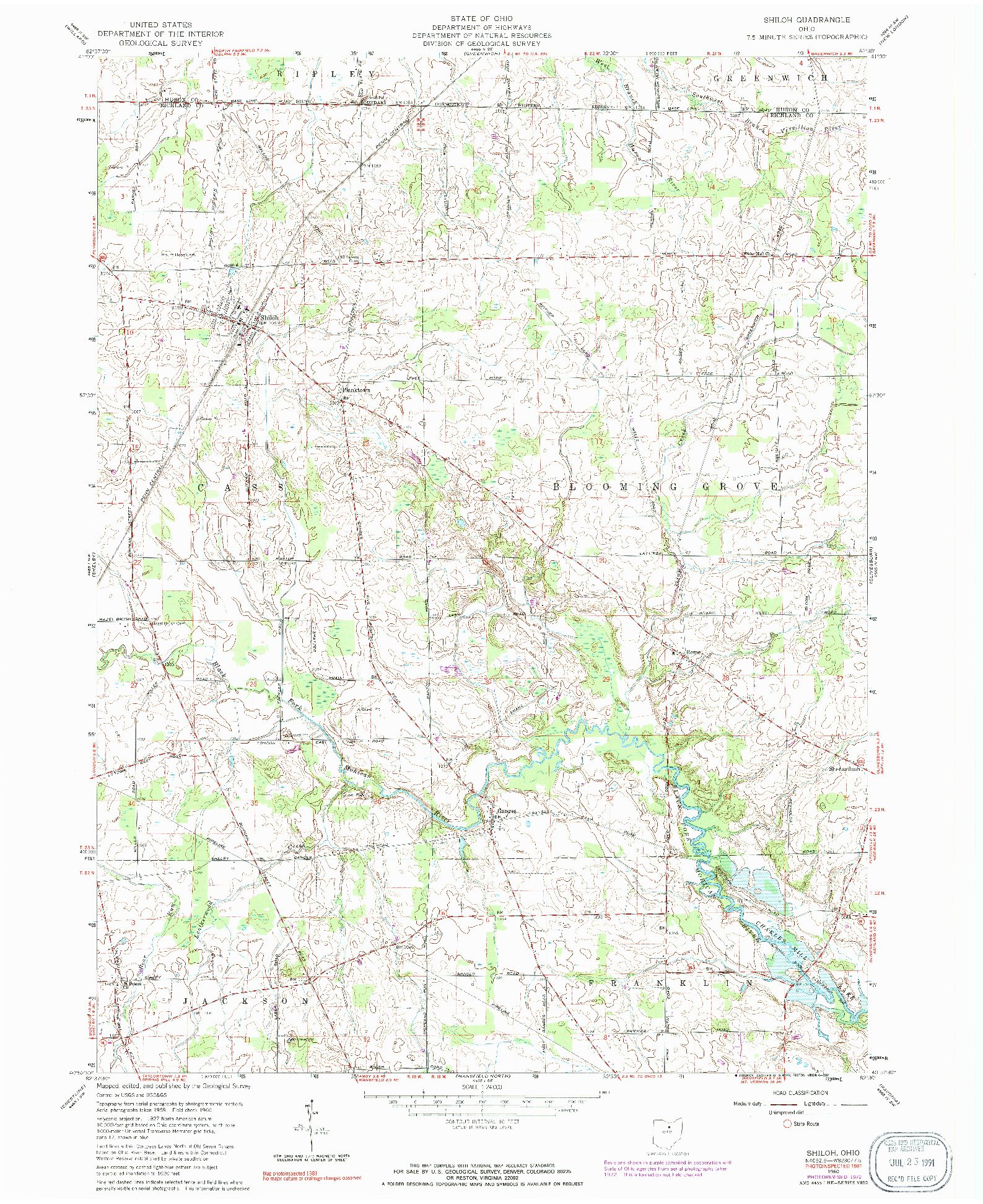 USGS 1:24000-SCALE QUADRANGLE FOR SHILOH, OH 1960