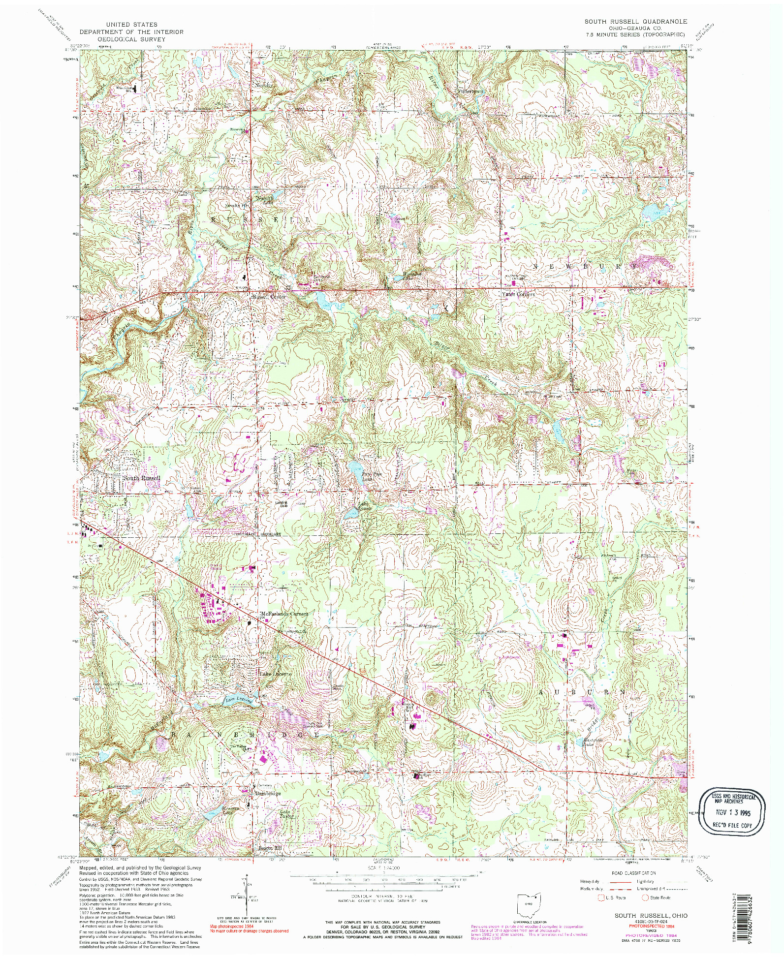 USGS 1:24000-SCALE QUADRANGLE FOR SOUTH RUSSELL, OH 1963