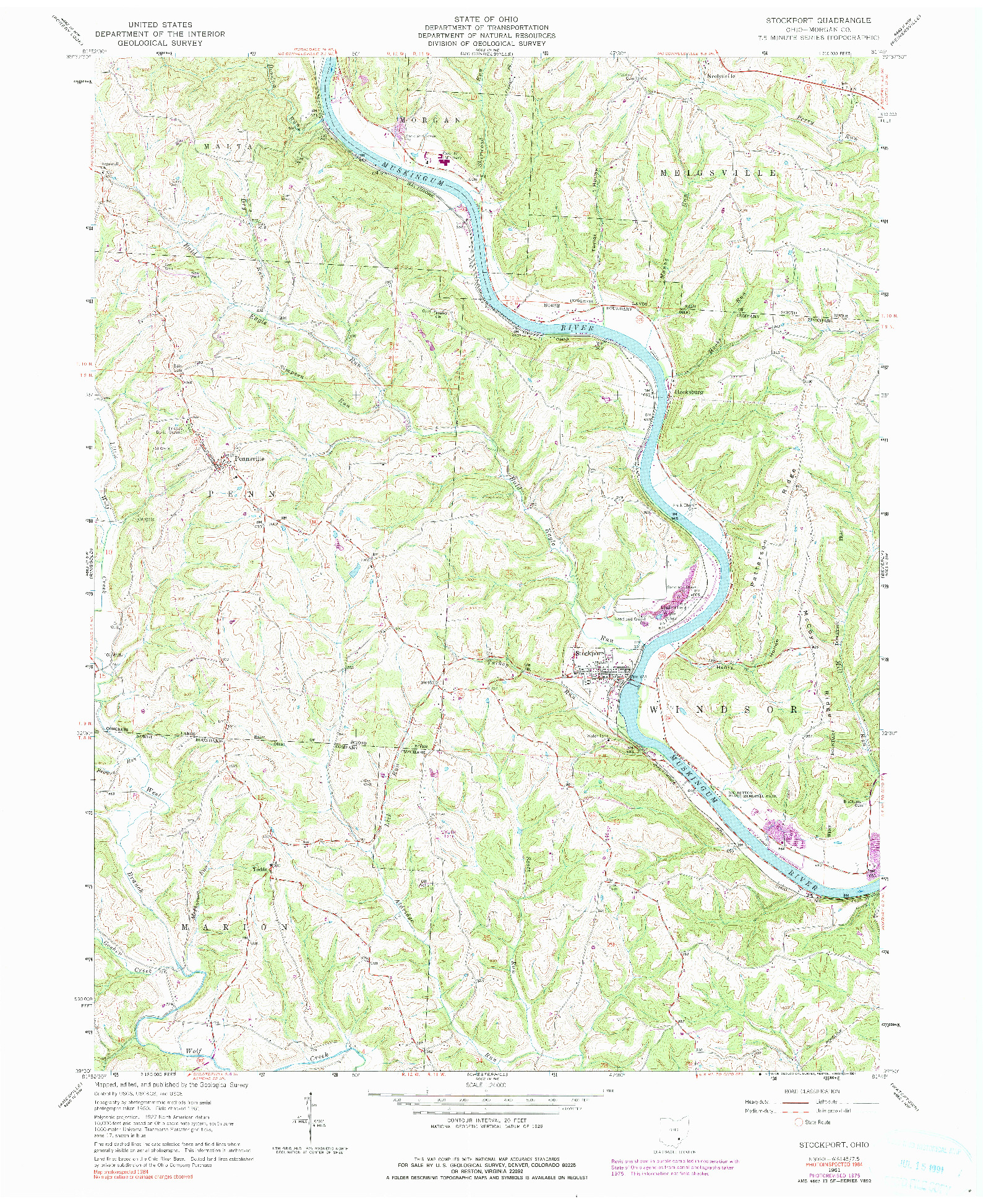 USGS 1:24000-SCALE QUADRANGLE FOR STOCKPORT, OH 1961