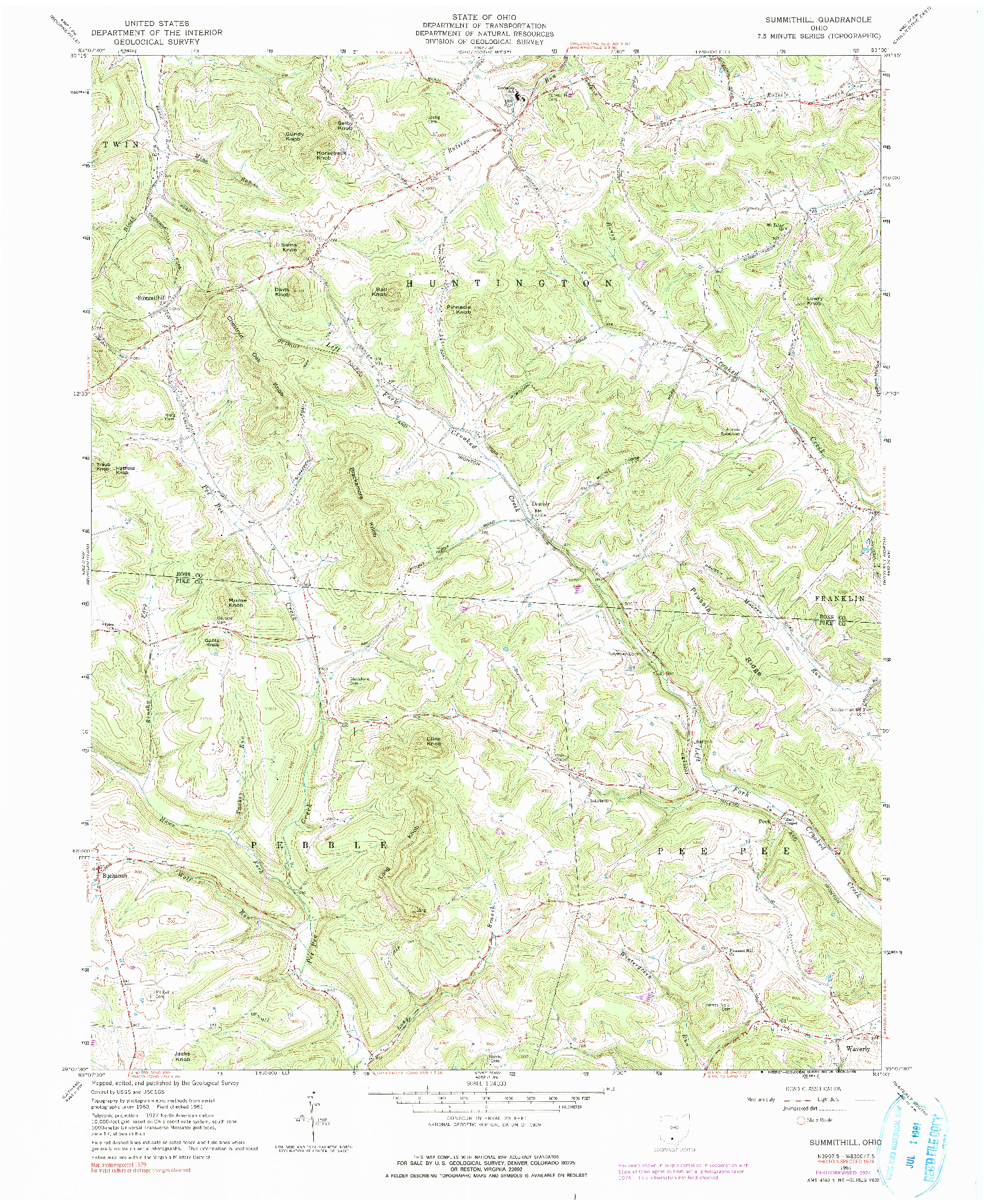 USGS 1:24000-SCALE QUADRANGLE FOR SUMMITHILL, OH 1961