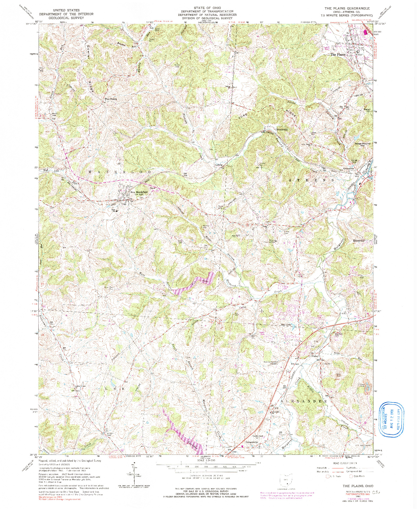 USGS 1:24000-SCALE QUADRANGLE FOR THE PLAINS, OH 1961