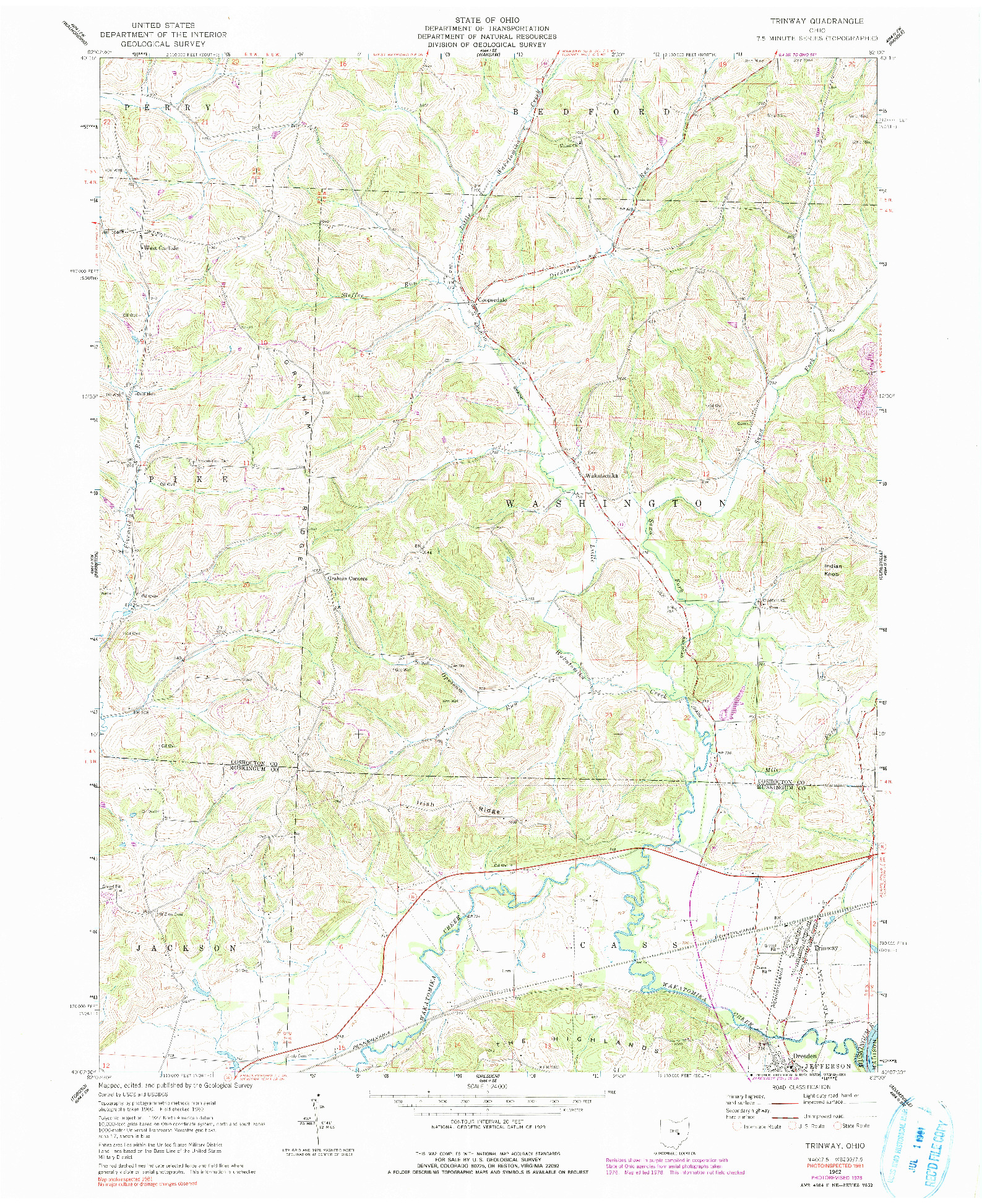 USGS 1:24000-SCALE QUADRANGLE FOR TRINWAY, OH 1962