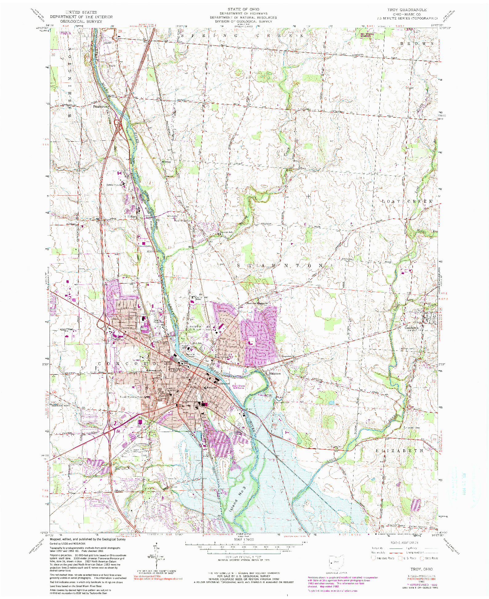 USGS 1:24000-SCALE QUADRANGLE FOR TROY, OH 1961