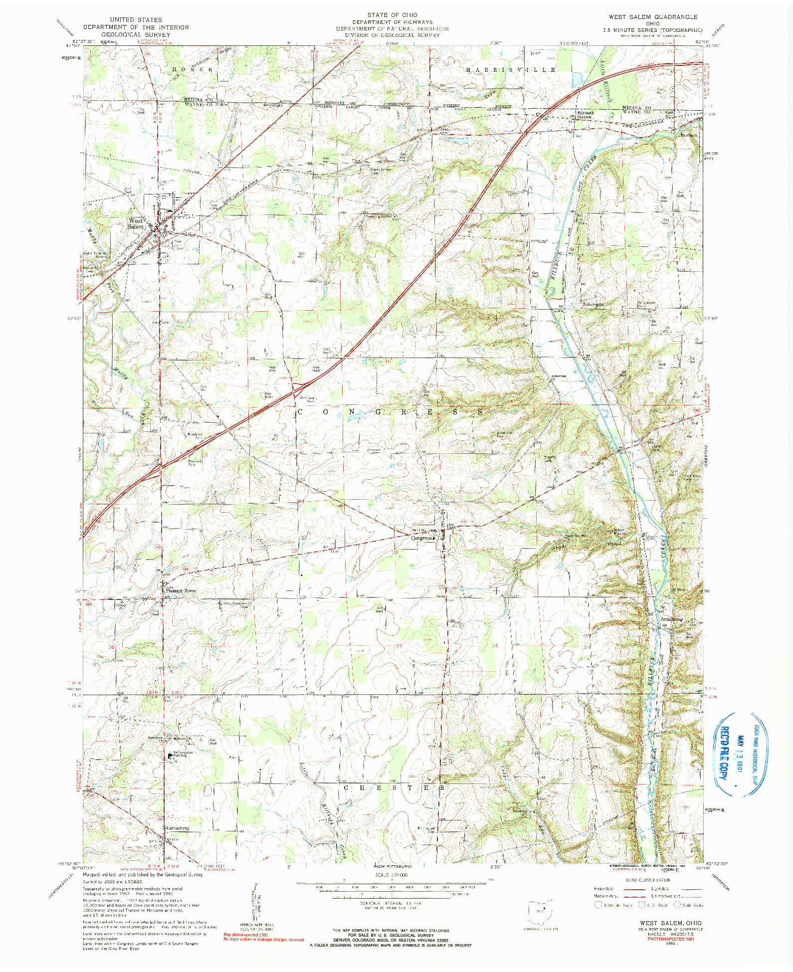 USGS 1:24000-SCALE QUADRANGLE FOR WEST SALEM, OH 1961