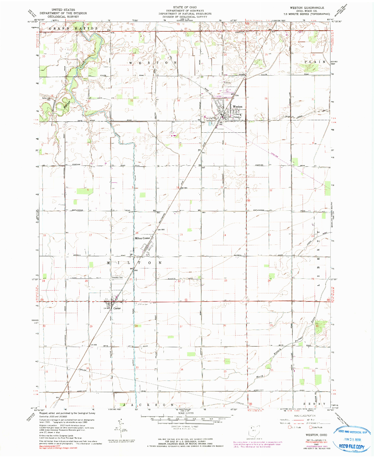 USGS 1:24000-SCALE QUADRANGLE FOR WESTON, OH 1960