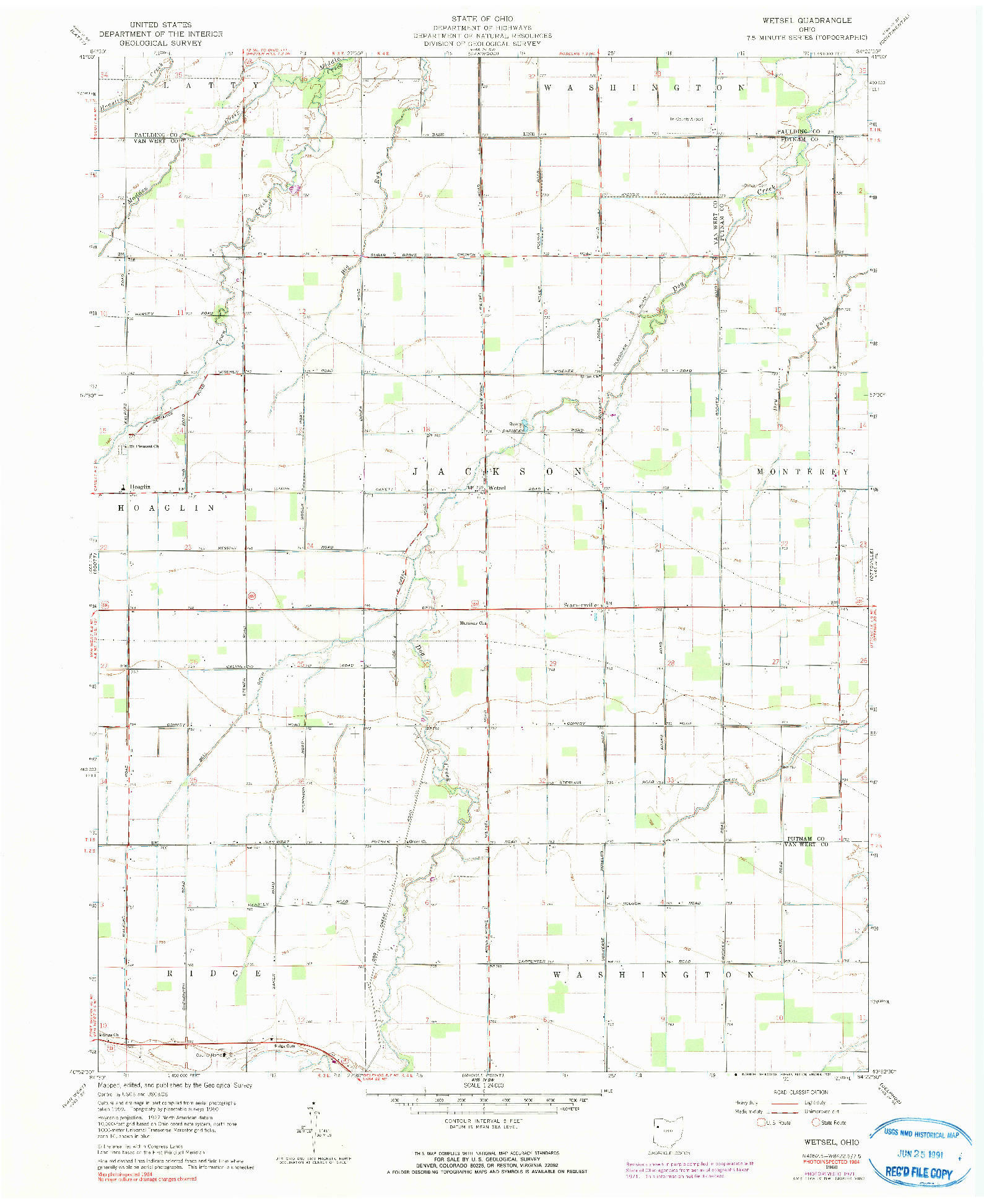 USGS 1:24000-SCALE QUADRANGLE FOR WETSEL, OH 1960