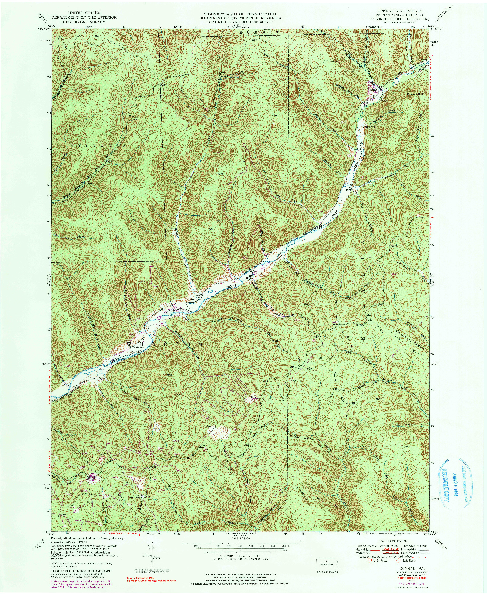 USGS 1:24000-SCALE QUADRANGLE FOR CONRAD, PA 1947