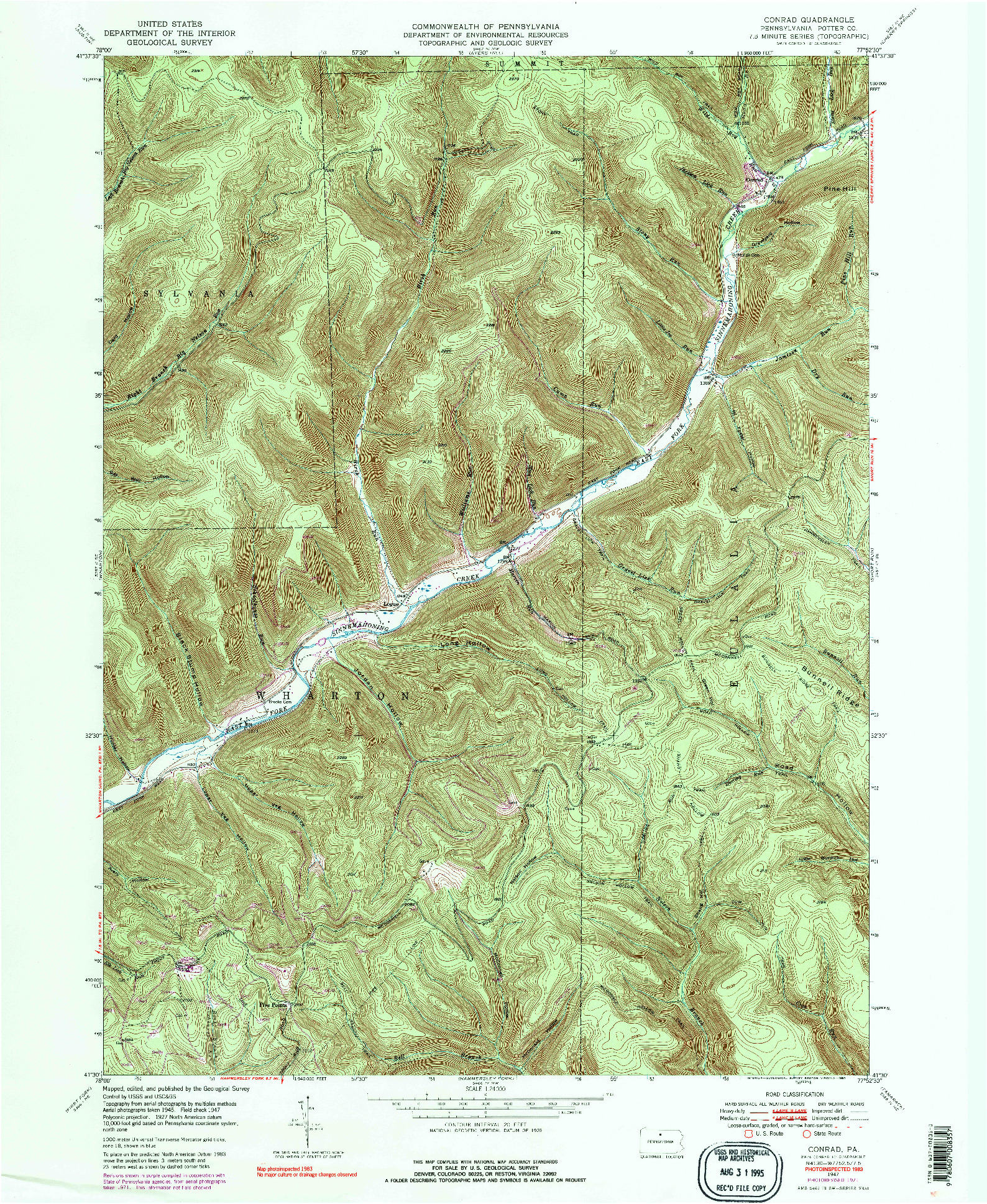 USGS 1:24000-SCALE QUADRANGLE FOR CONRAD, PA 1947