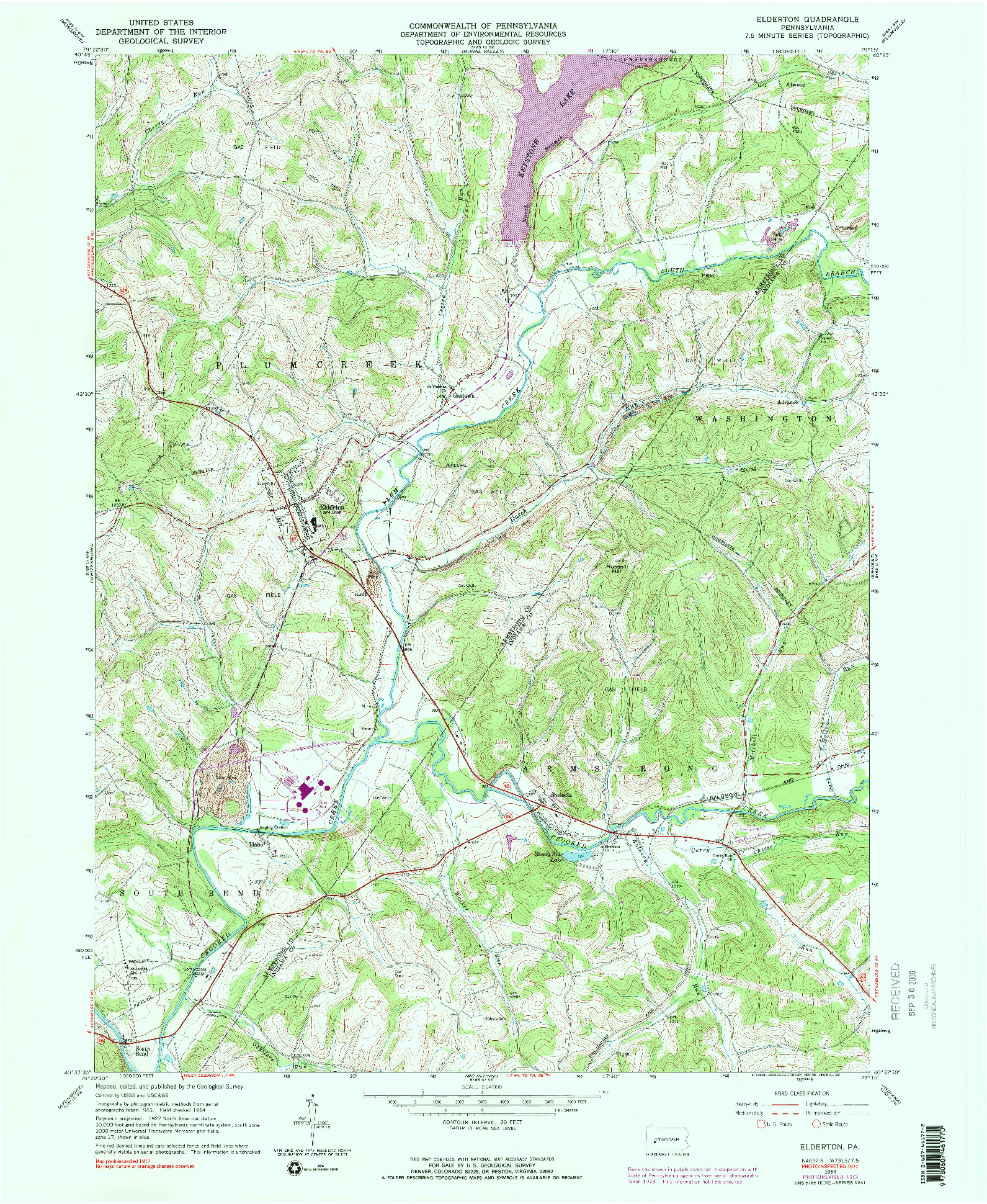 USGS 1:24000-SCALE QUADRANGLE FOR ELDERTON, PA 1964