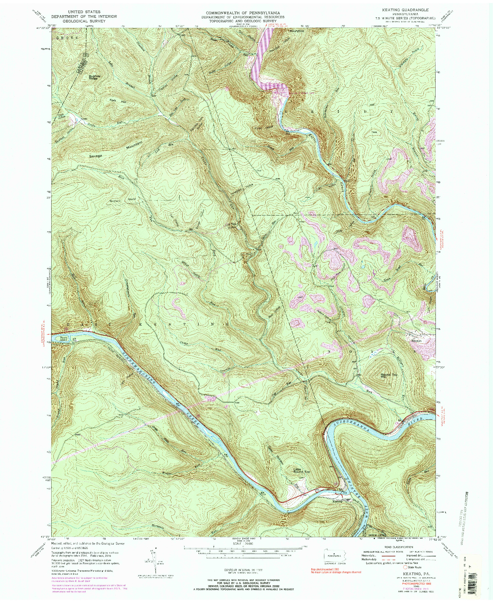 USGS 1:24000-SCALE QUADRANGLE FOR KEATING, PA 1946